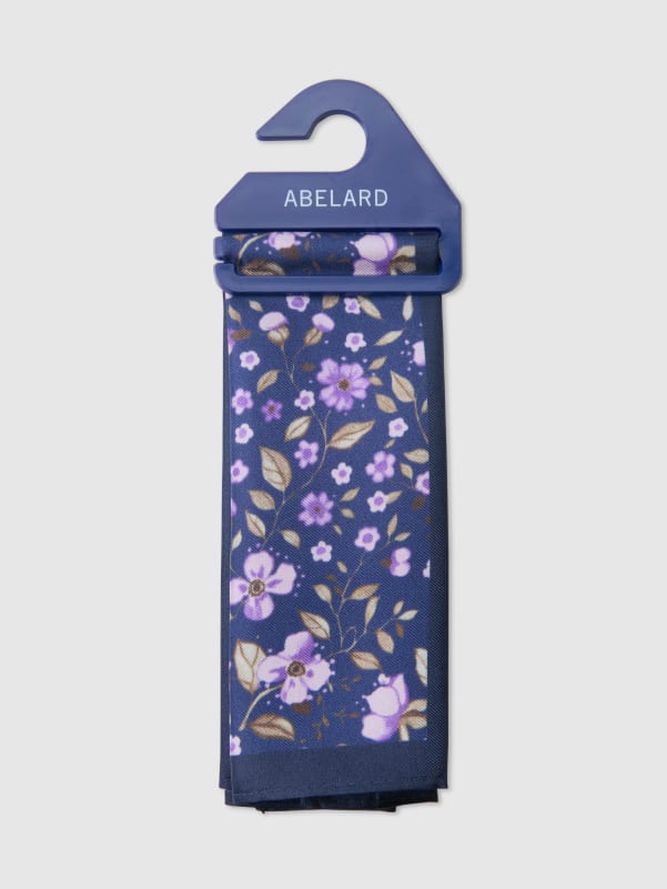 FLORIBUND A4 QTR POCKET SQUARE - VIOLET/NAVY