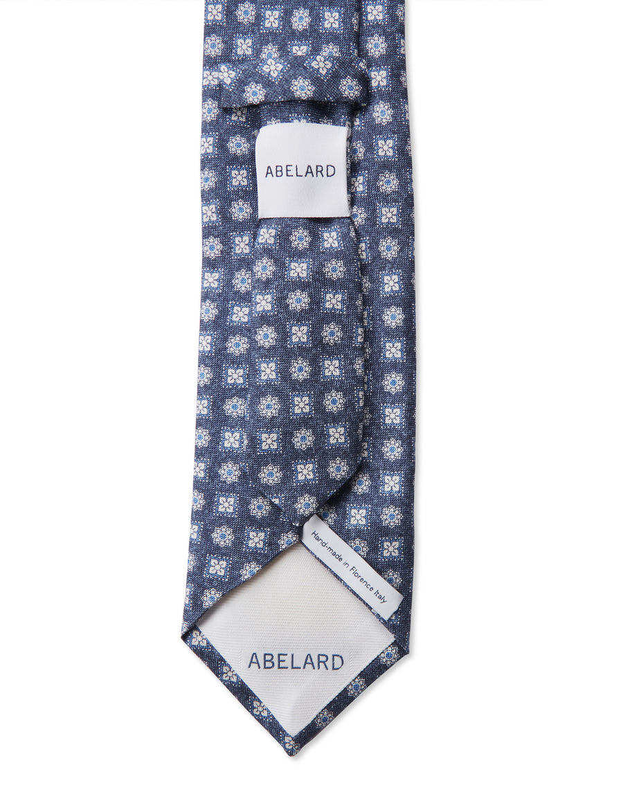 Squares Medallion Print Silk Tie