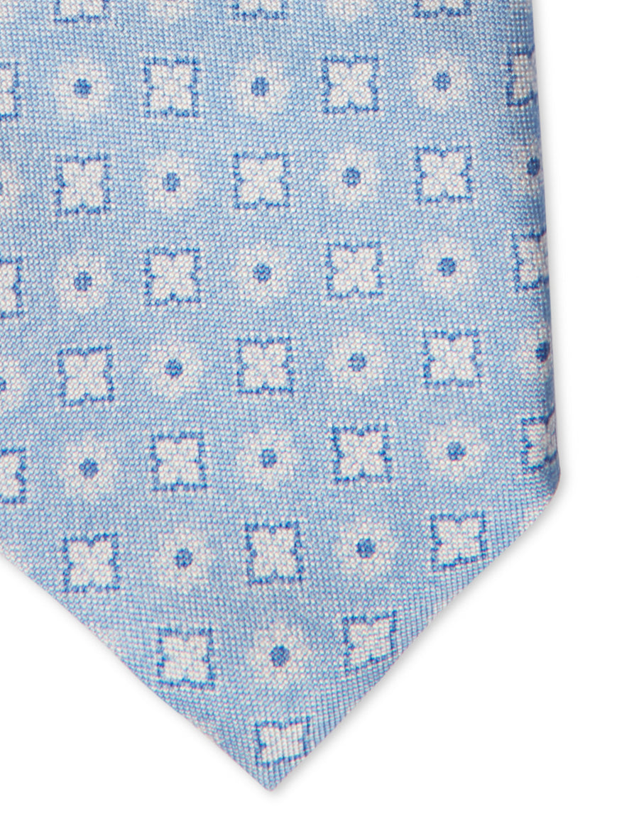 Squares Medallion Print Silk Tie