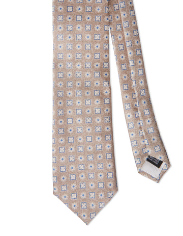 Squares Medallion Print Silk Tie