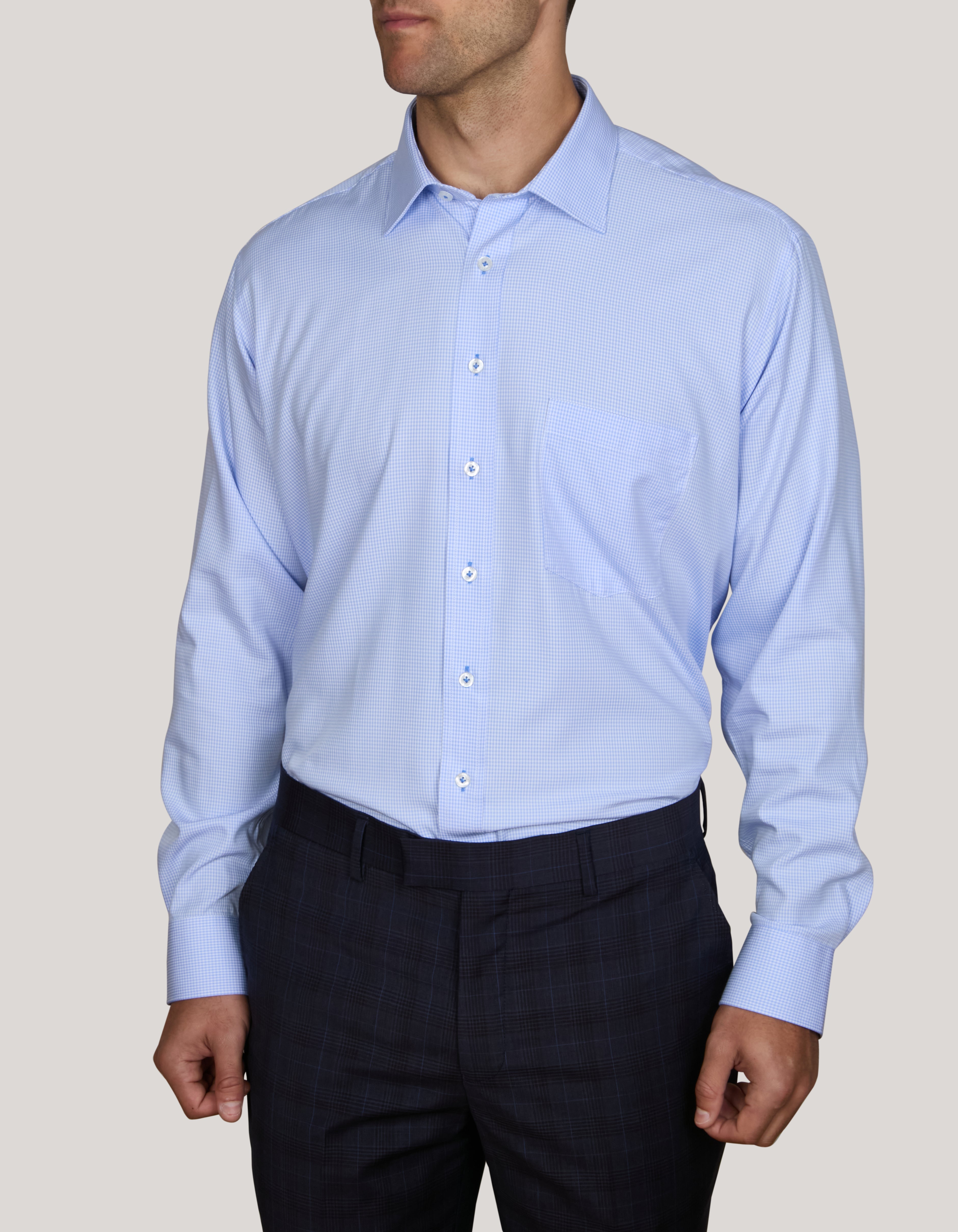 BAMBOO-TENCEL MICRO CHECK SHIRT CLASSIC FIT