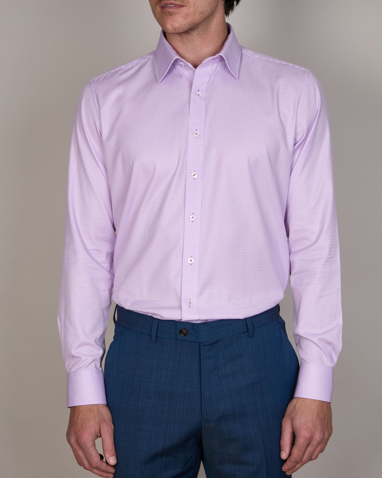 BAMBOO-TENCEL MICRO CHECK SHIRT SLIM FIT