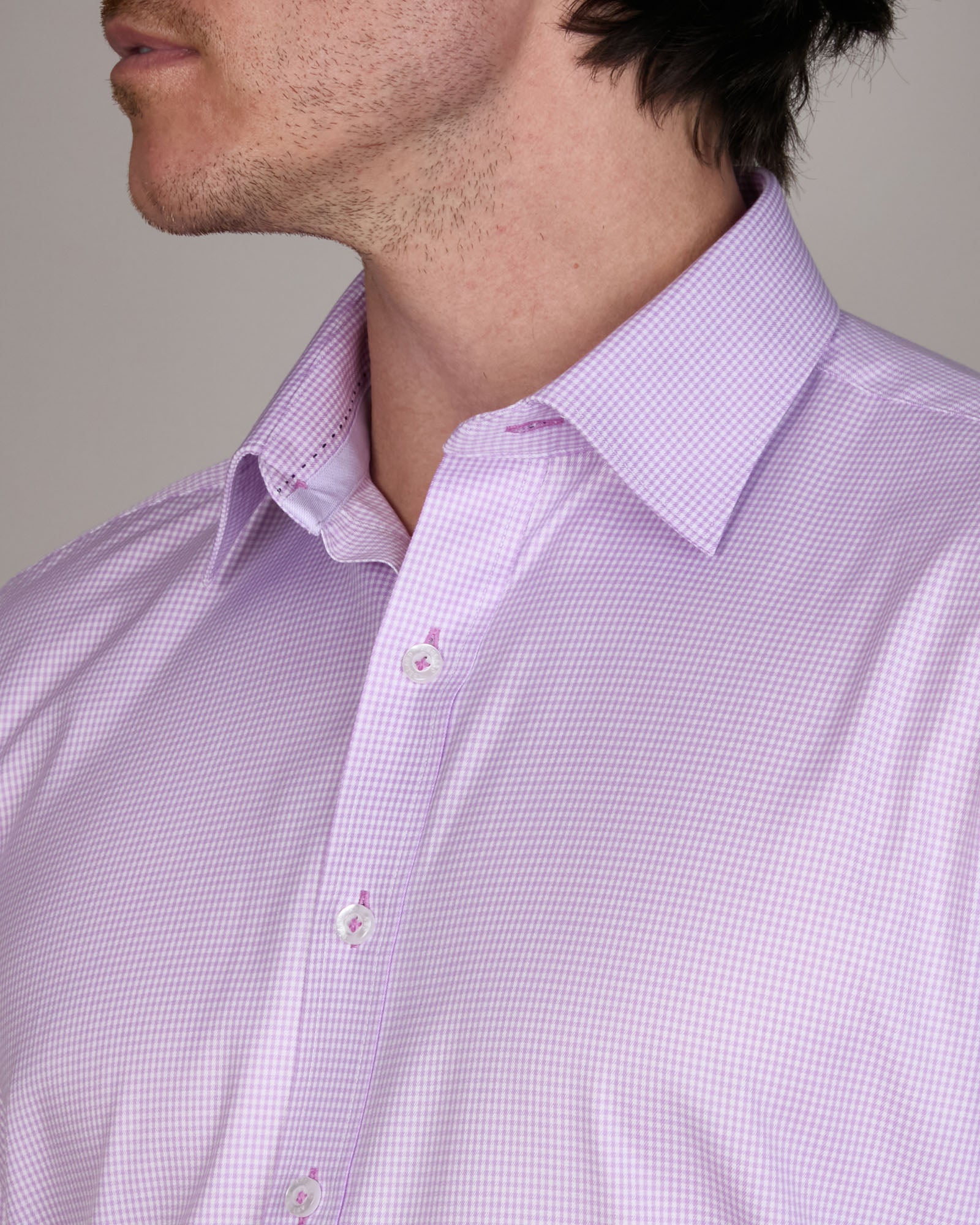 BAMBOO-TENCEL MICRO CHECK SHIRT SLIM FIT