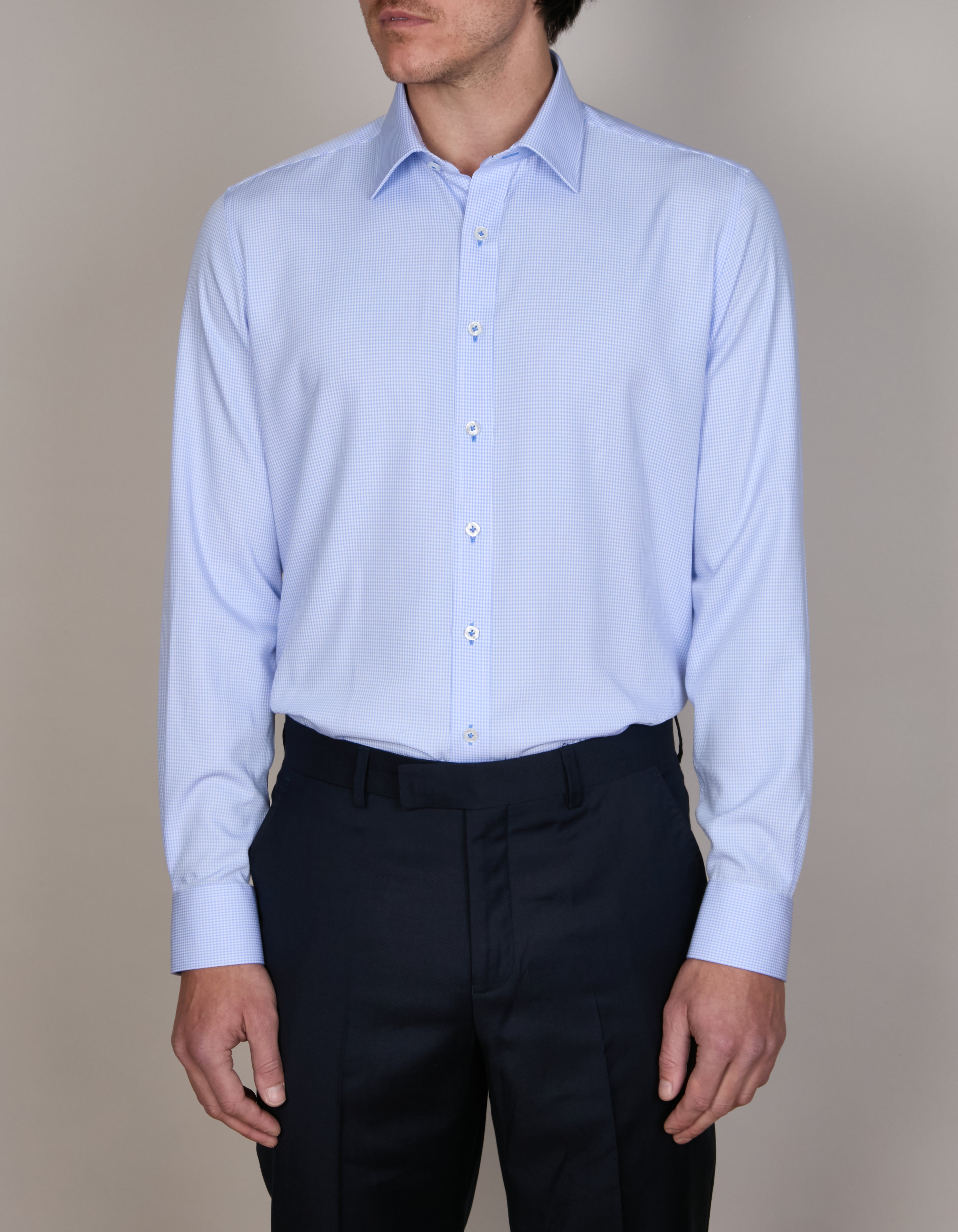 BAMBOO-TENCEL MICRO CHECK SHIRT SLIM FIT