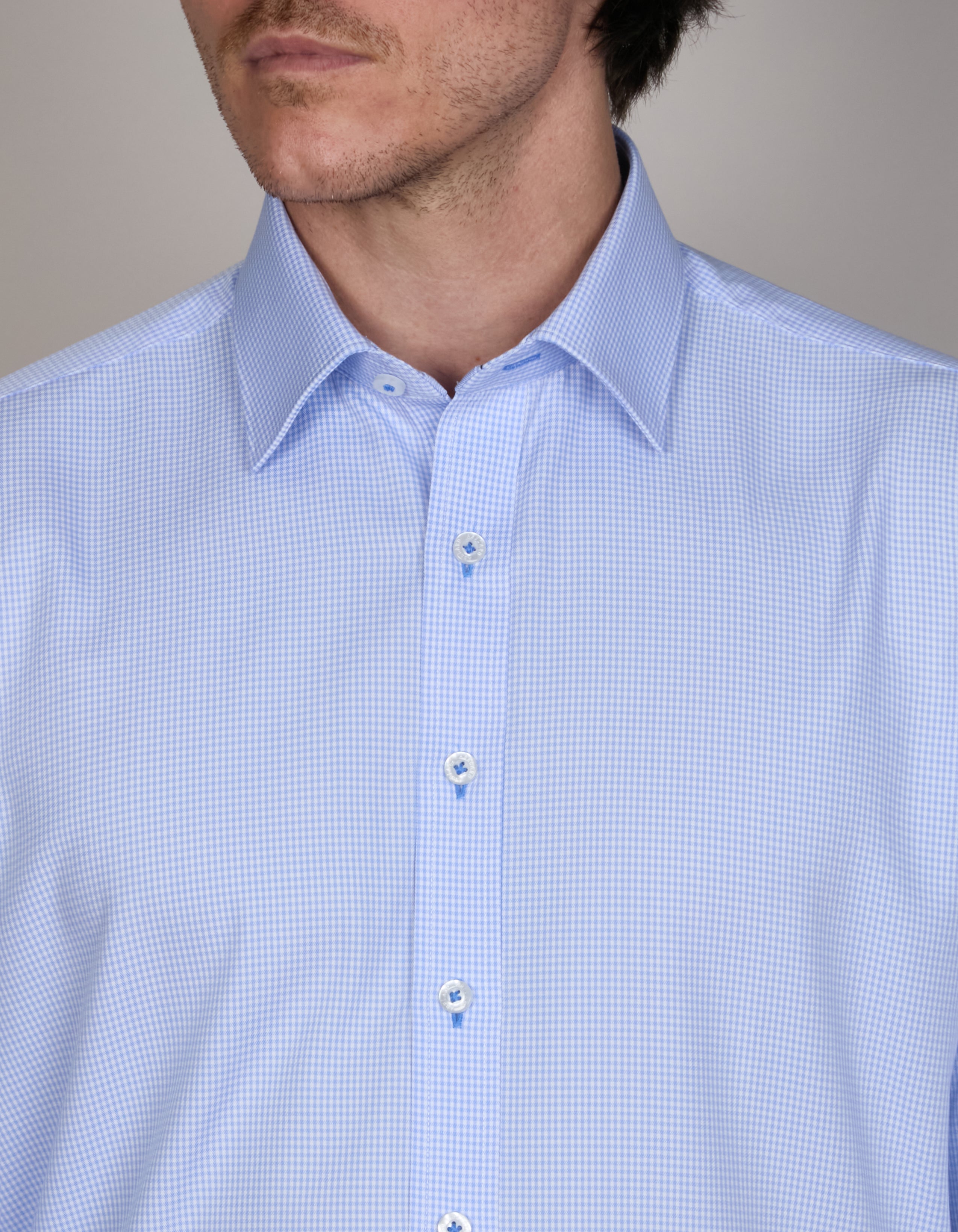 BAMBOO-TENCEL MICRO CHECK SHIRT SLIM FIT