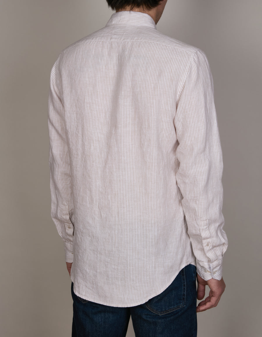 STRIPED WASHED LINEN SHIRT SLIM FIT