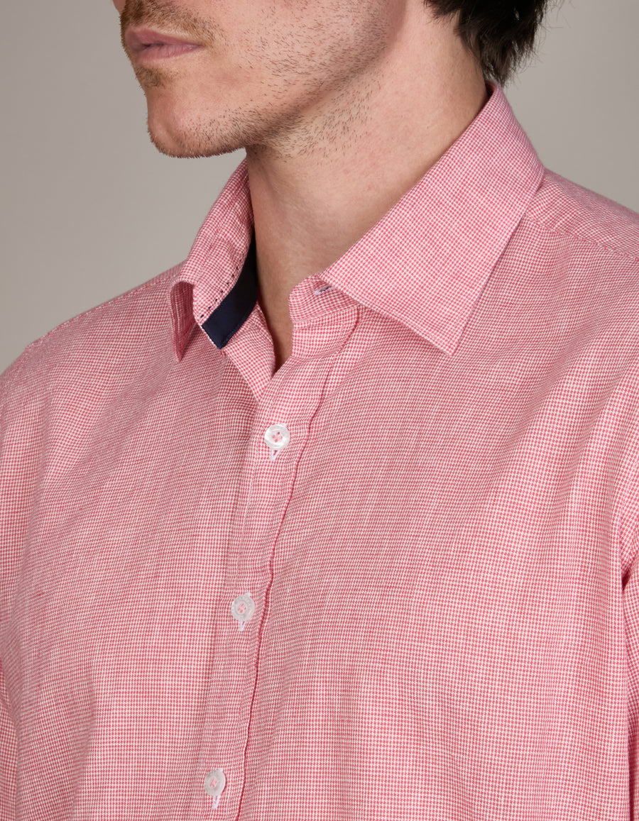 PUPPY TOOTH LINEN BLEND SLIM FIT