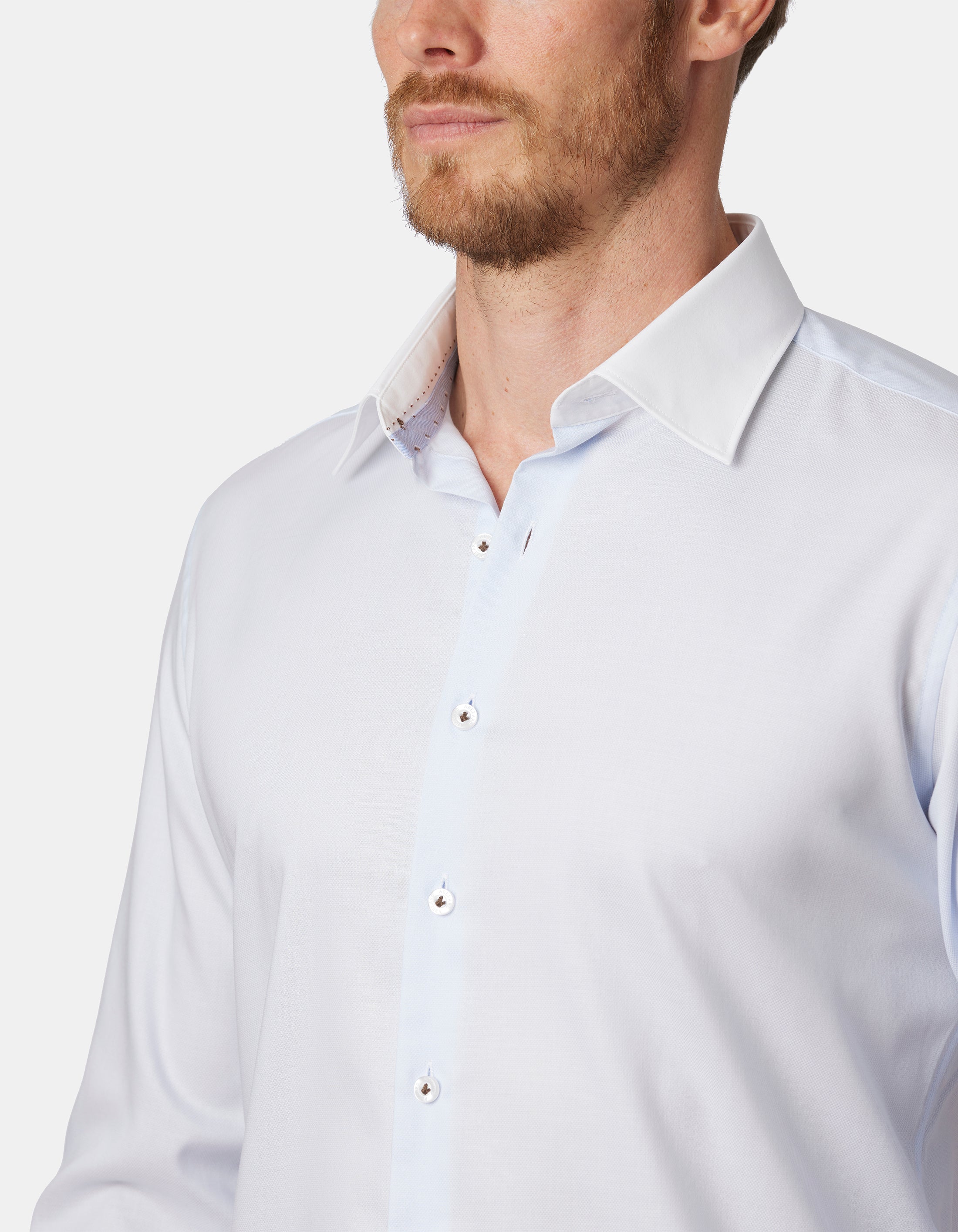 TOULON DOBBY WHITE TRIM SLIM FIT SHIRT