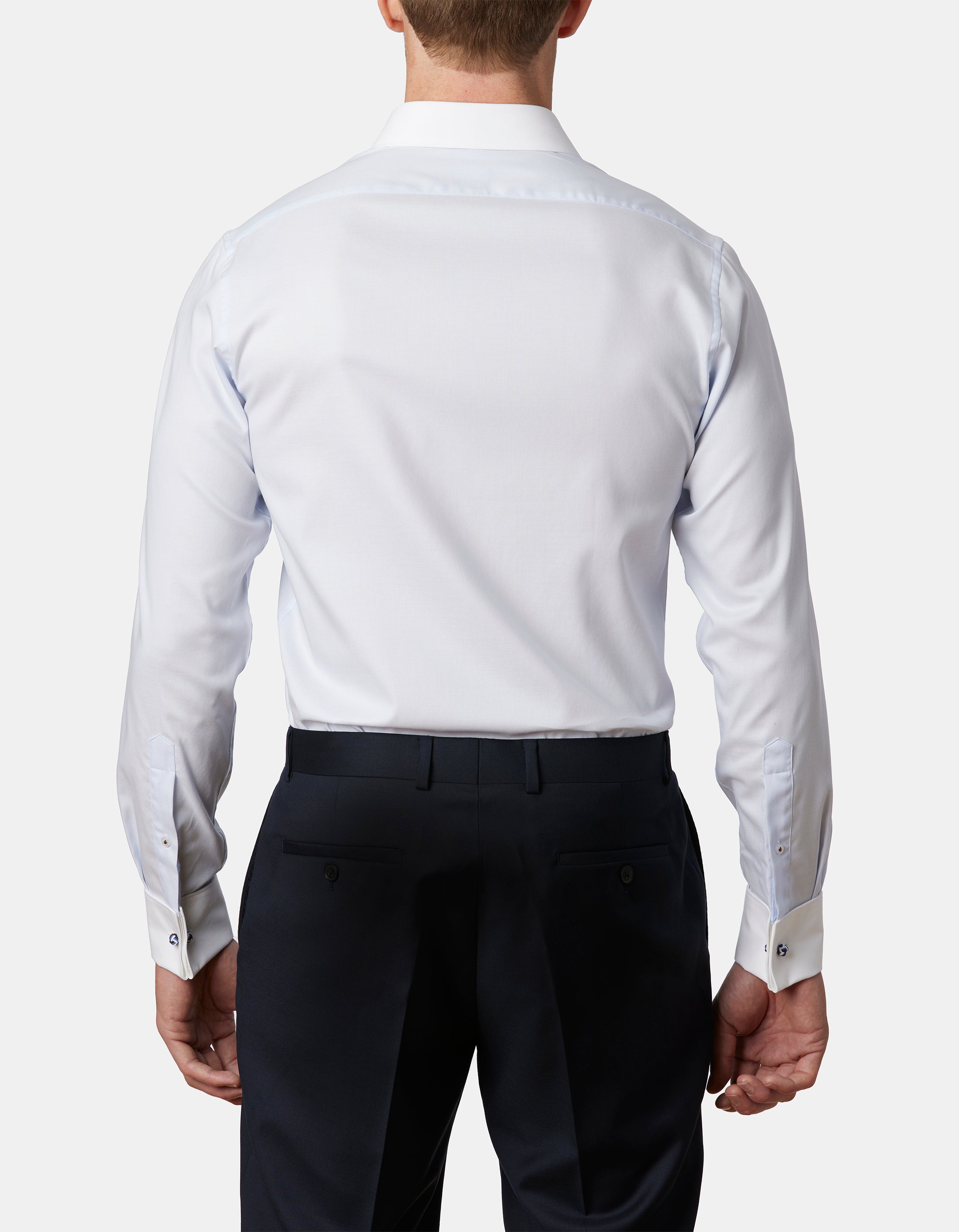 TOULON DOBBY WHITE TRIM SLIM FIT SHIRT
