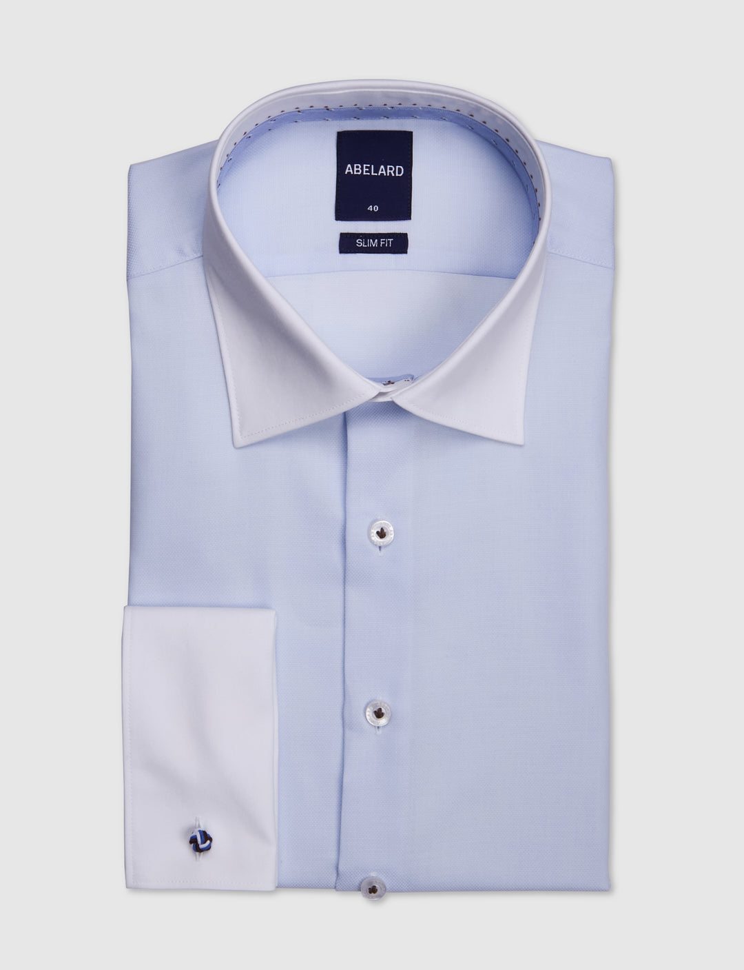TOULON DOBBY WHITE TRIM SLIM FIT SHIRT