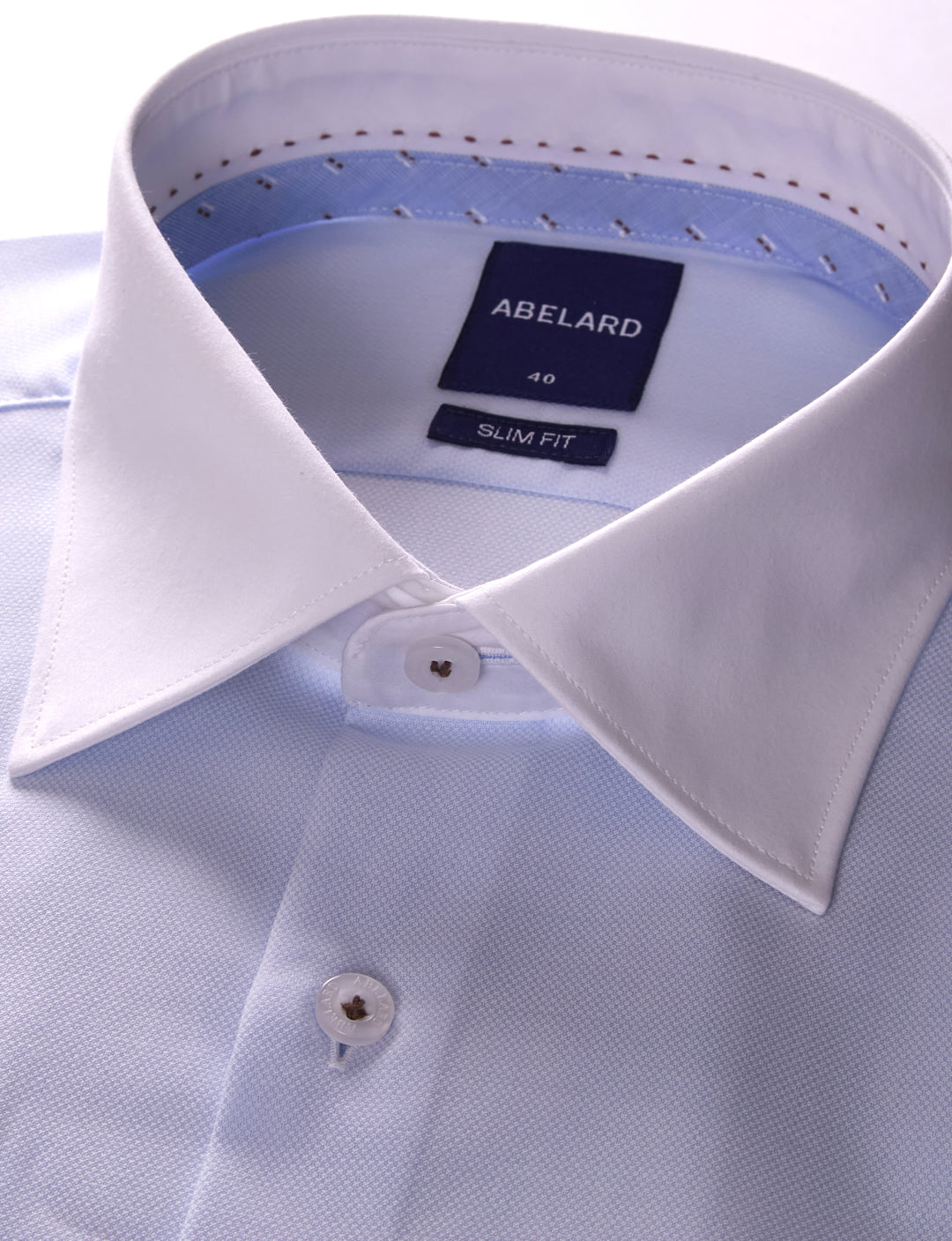 TOULON DOBBY WHITE TRIM SLIM FIT SHIRT