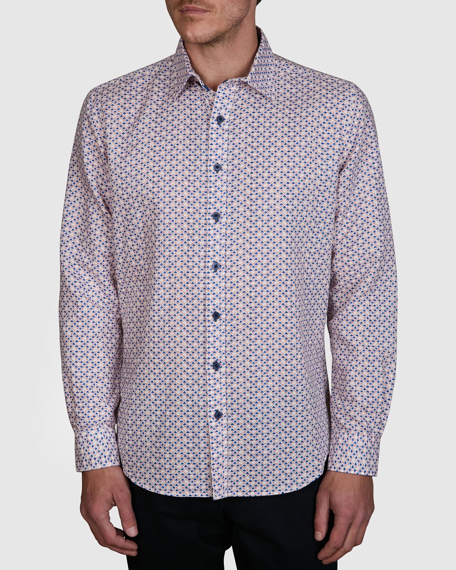 PUCCINI PRINT LINEN SLIM FIT SHIRT