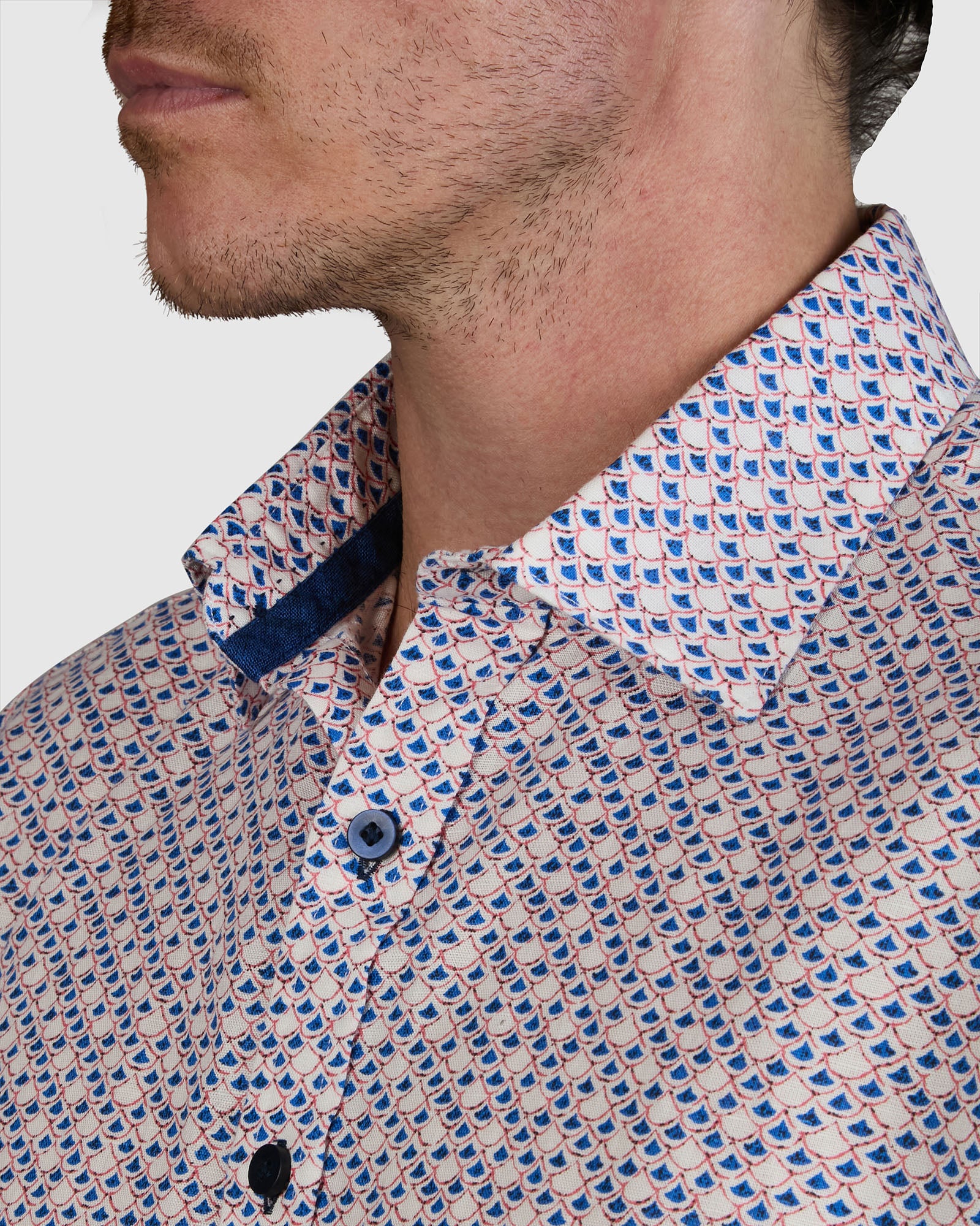 PUCCINI PRINT LINEN SLIM FIT SHIRT