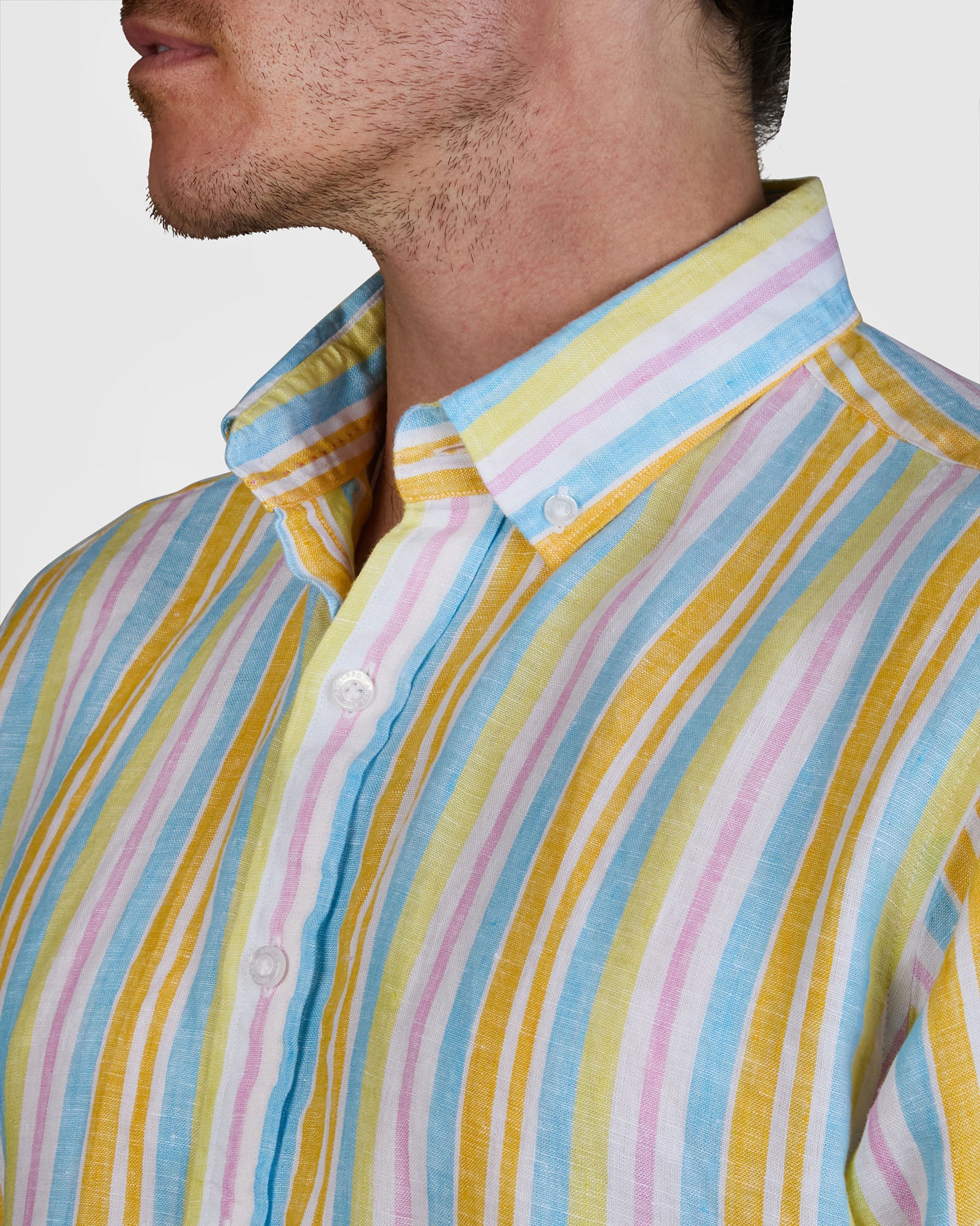 SAN MICHAELE LINEN STRIPE CLASSIC FIT SHIRT