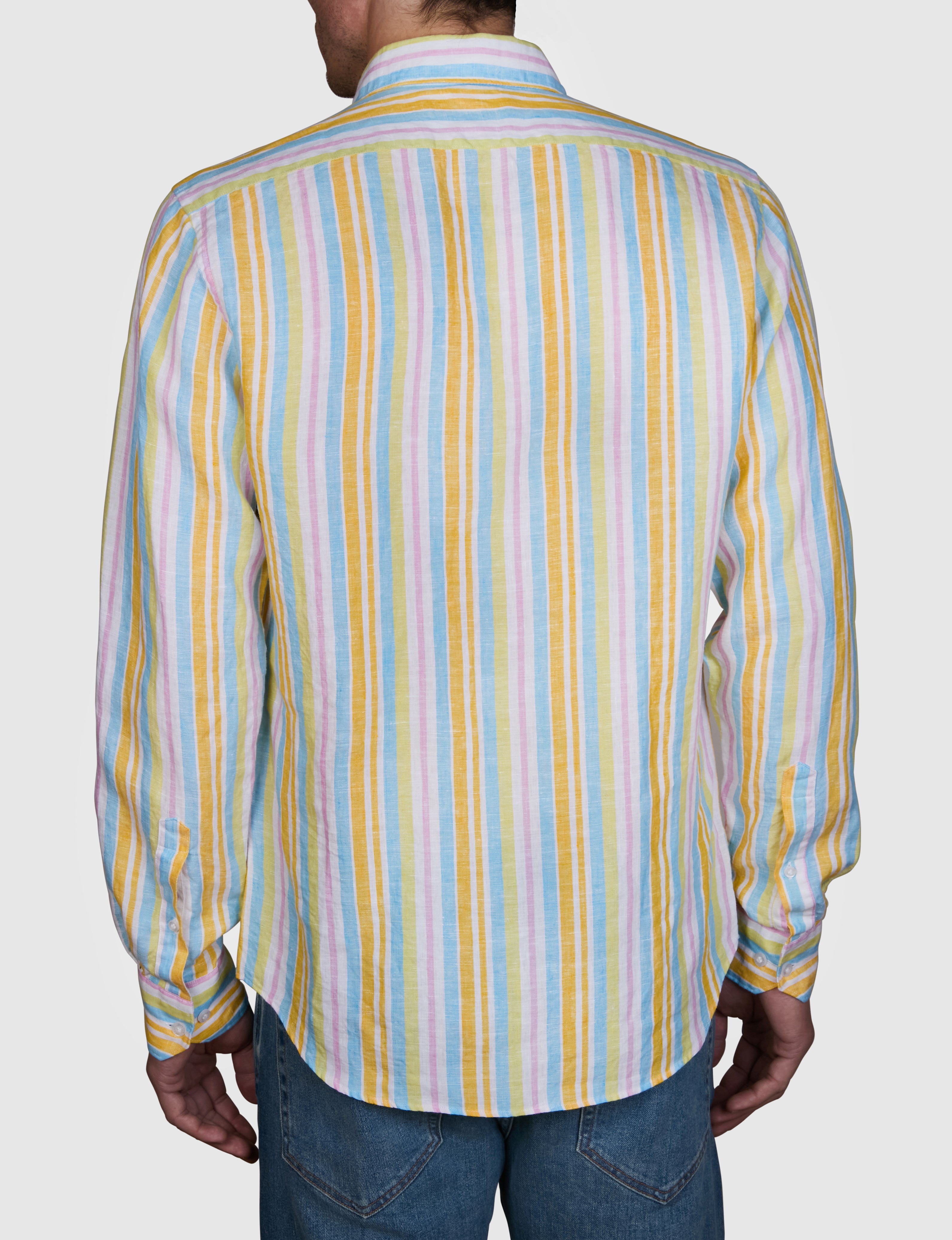 SAN MICHAELE LINEN STRIPE SLIM FIT SHIRT