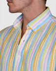 SAN MICHAELE LINEN STRIPE SLIM FIT SHIRT