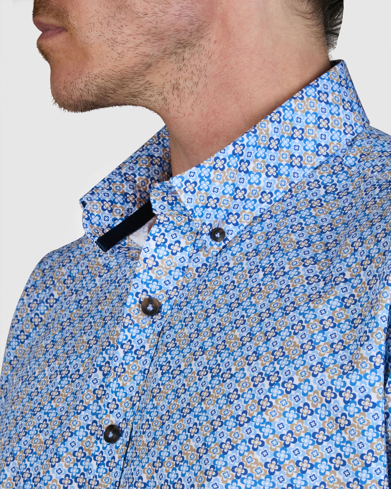 PALERMO POPLIN PRINT SLIM FIT SHIRT