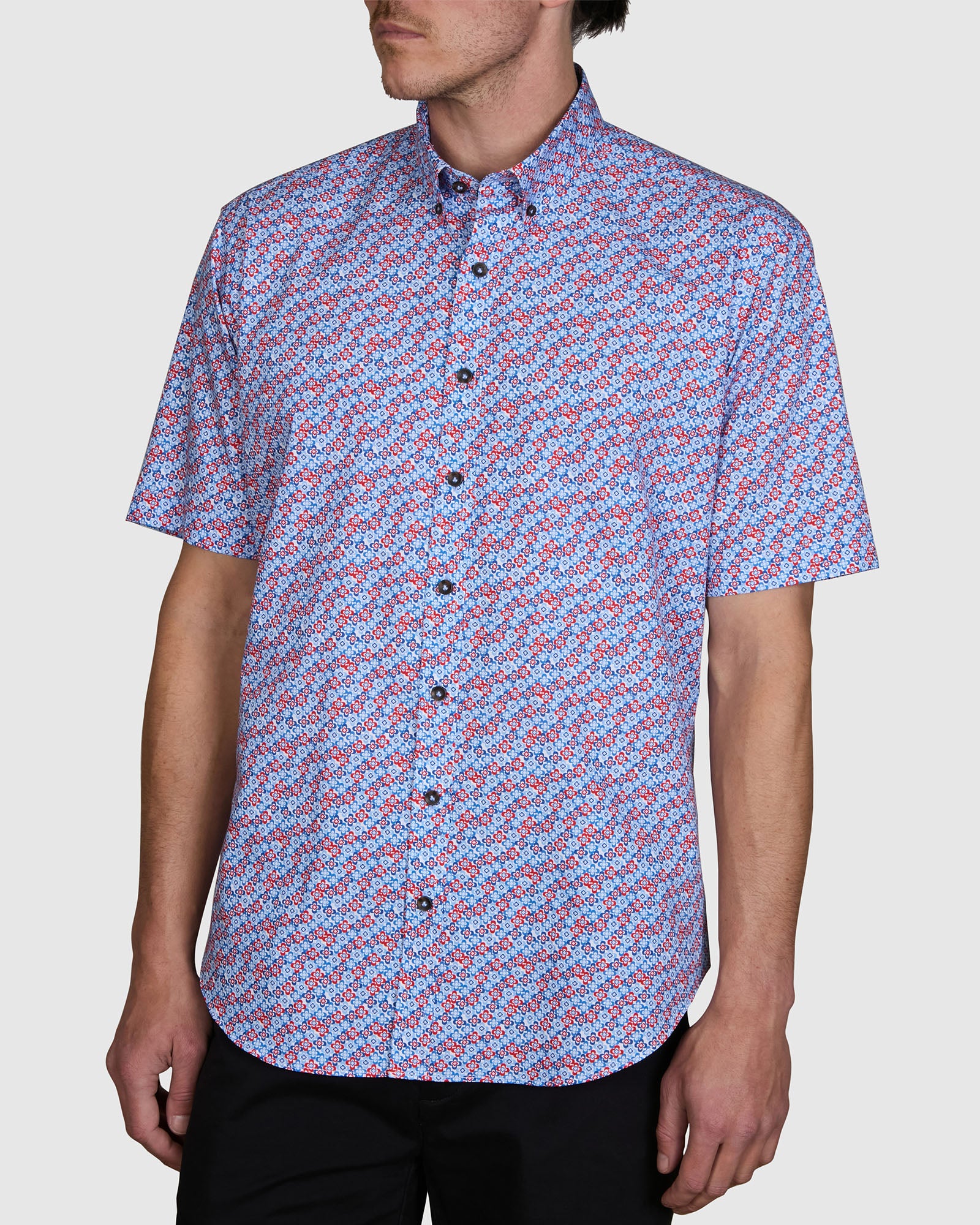 PALERMO POPLIN PRINT SLIM FIT SHIRT