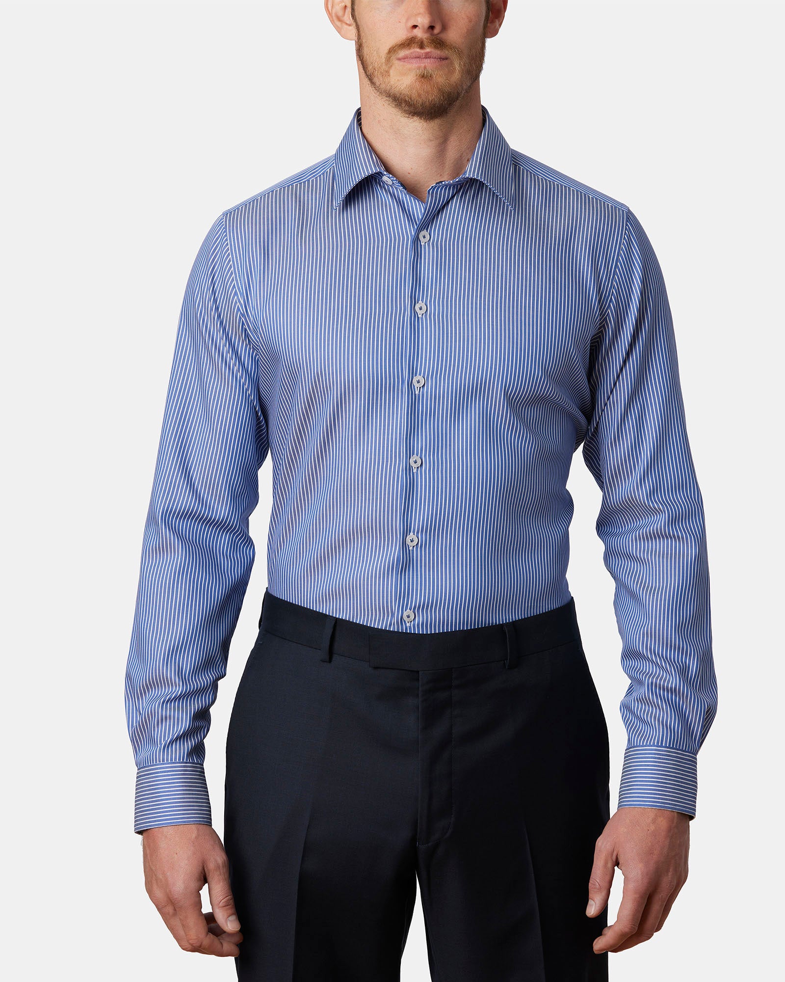MARITEMES FINE TWILL STRIPE SLIM FIT SHIRT