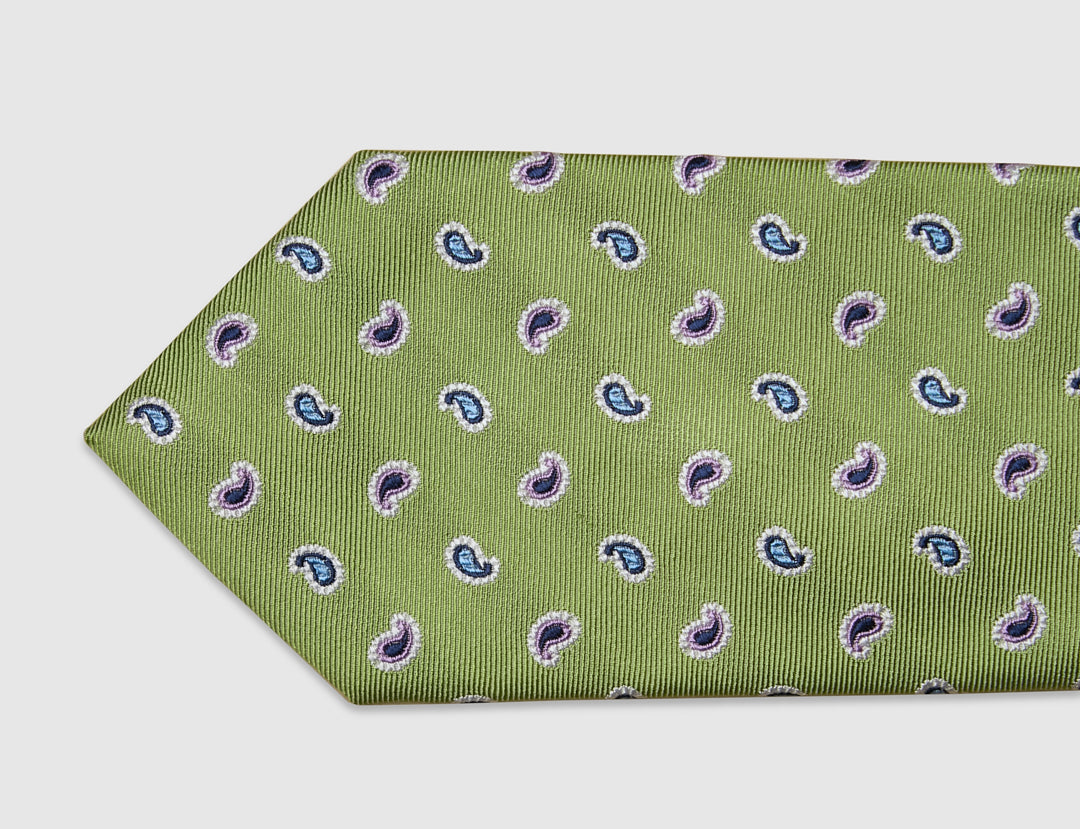 Italian Silk Tie Two Tone Paisley Jacquard