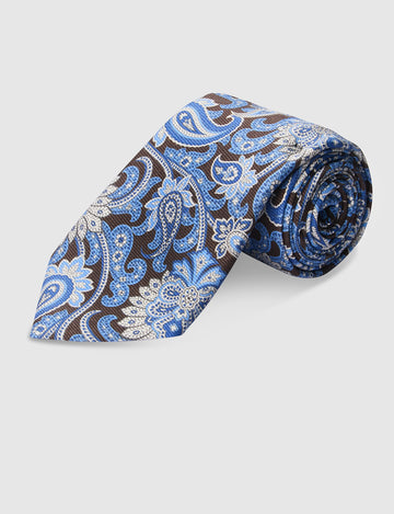 Italian Silk Tie Contrast Paisley Print