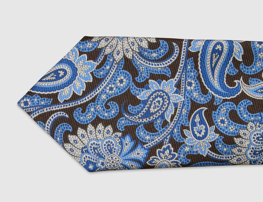 Italian Silk Tie Contrast Paisley Print