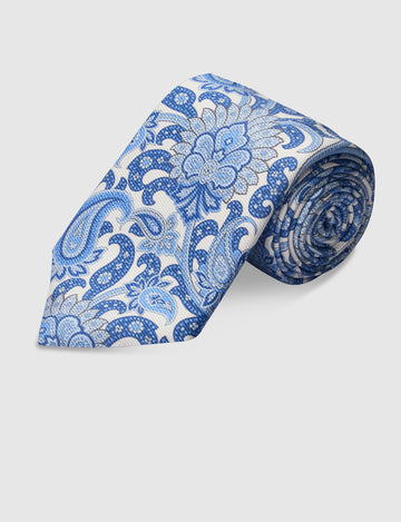 Italian Silk Tie Contrast Paisley Print
