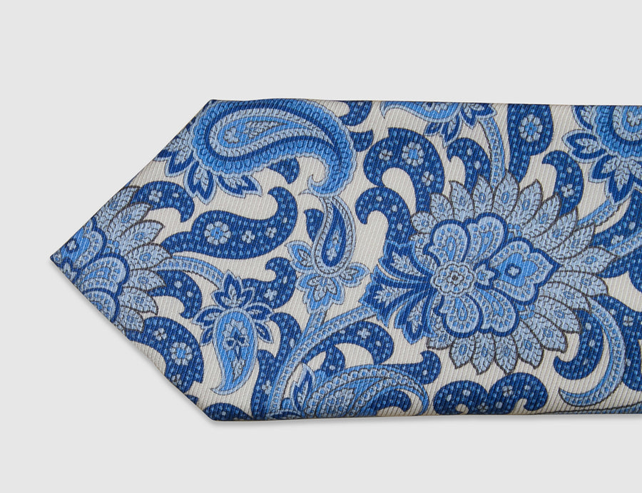 Italian Silk Tie Contrast Paisley Print