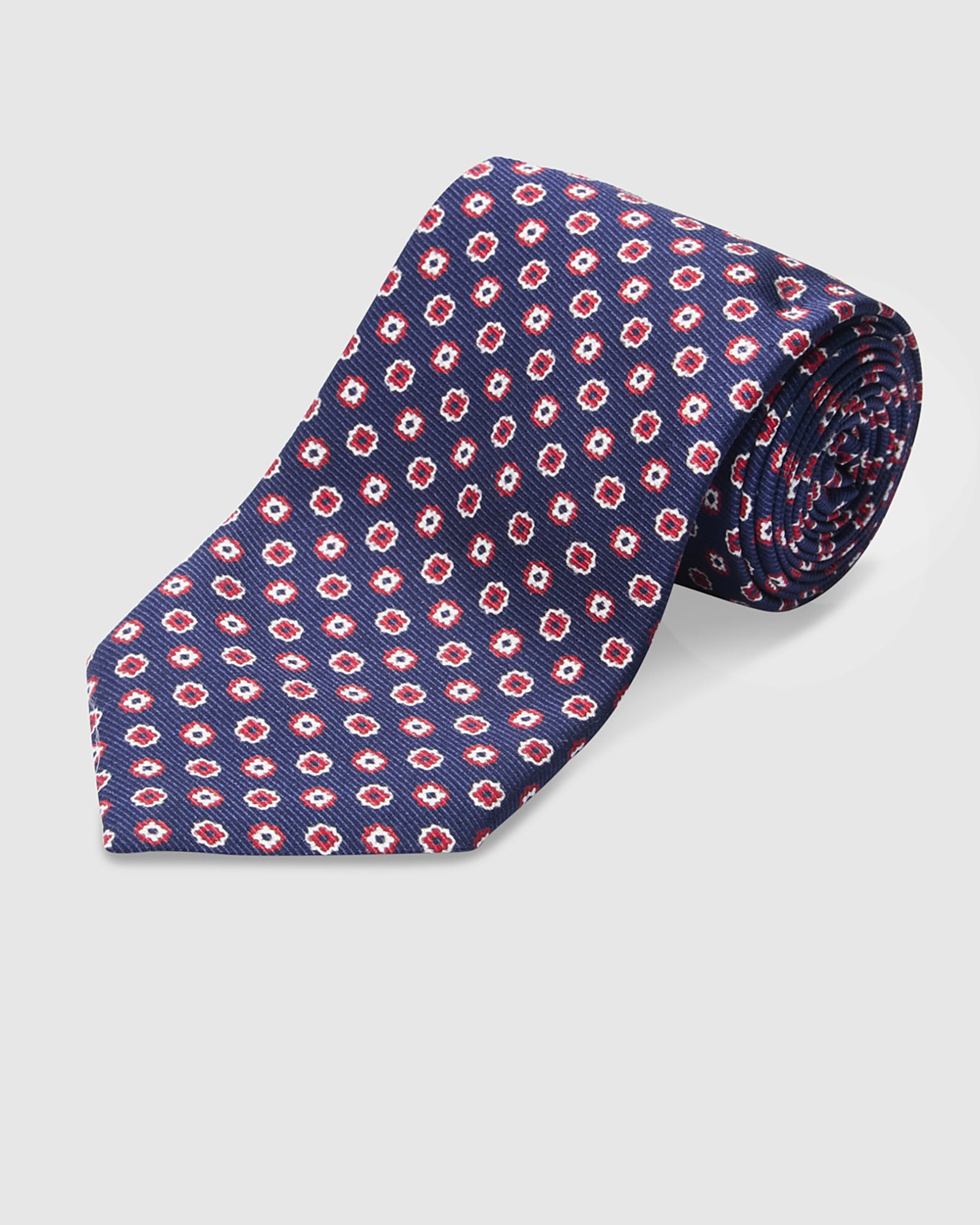 Italian Silk Tie Two-Tone Floral Print