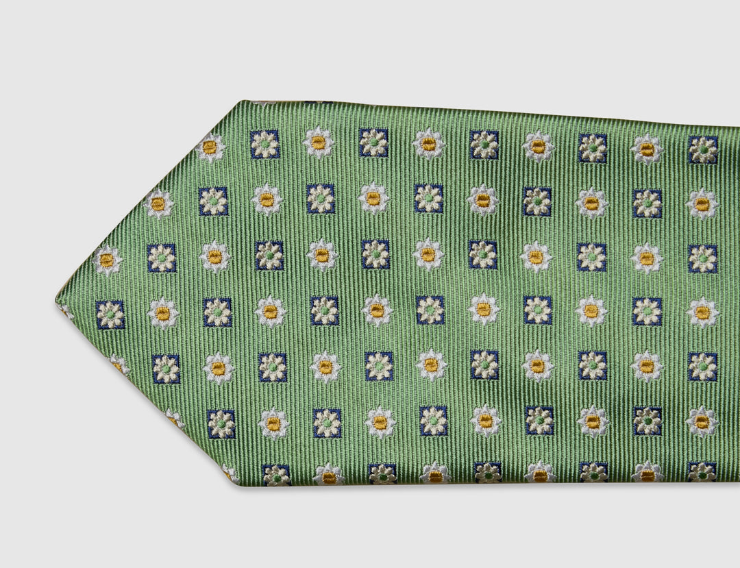 Italian Silk Tie Fresh Medallion Jacquard