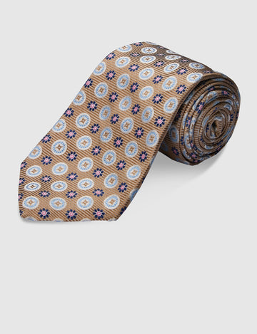 Italian Silk Tie Floral Circle Print
