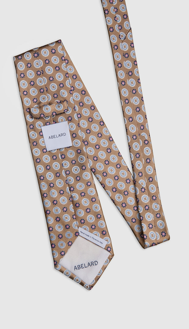 Italian Silk Tie Floral Circle Print
