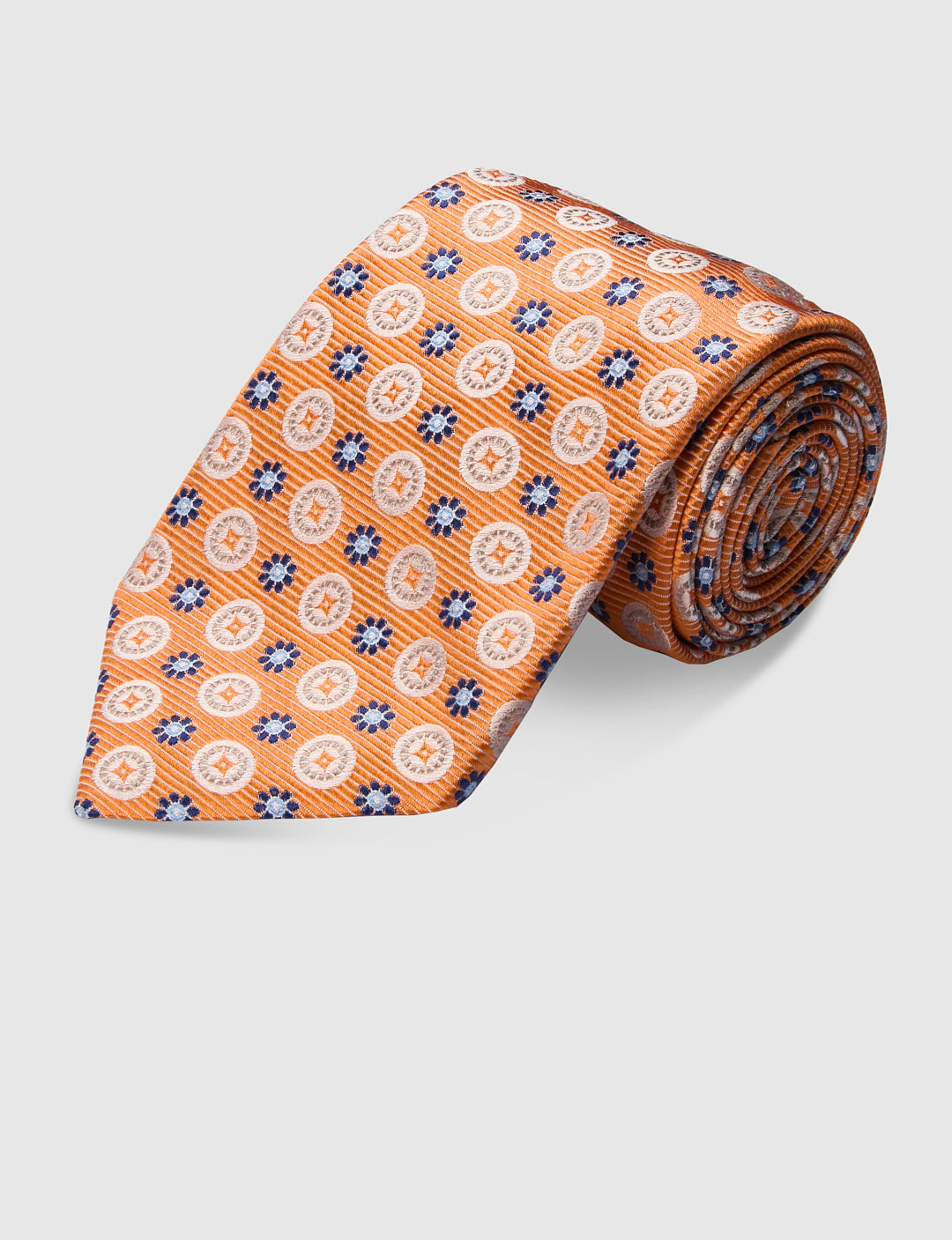 Italian Silk Tie Floral Circle Print