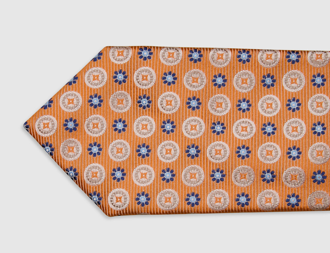 Italian Silk Tie Floral Circle Print