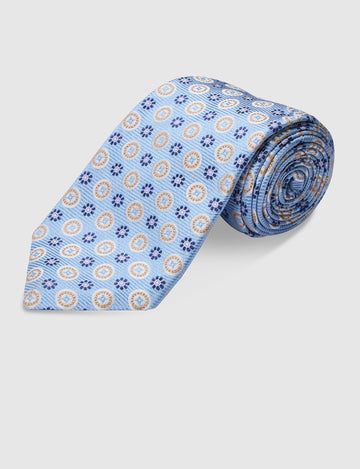 Italian Silk Tie Floral Circle Print