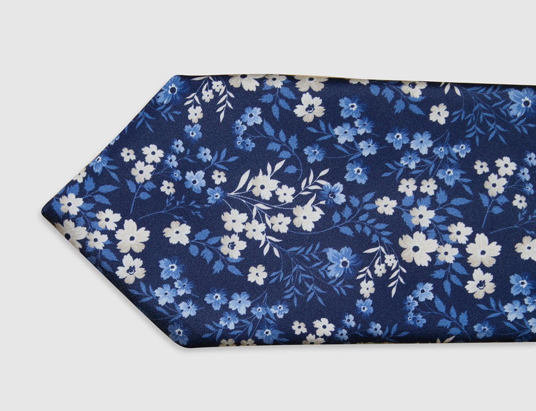 Italian Silk Tie Two Tone Floral Print