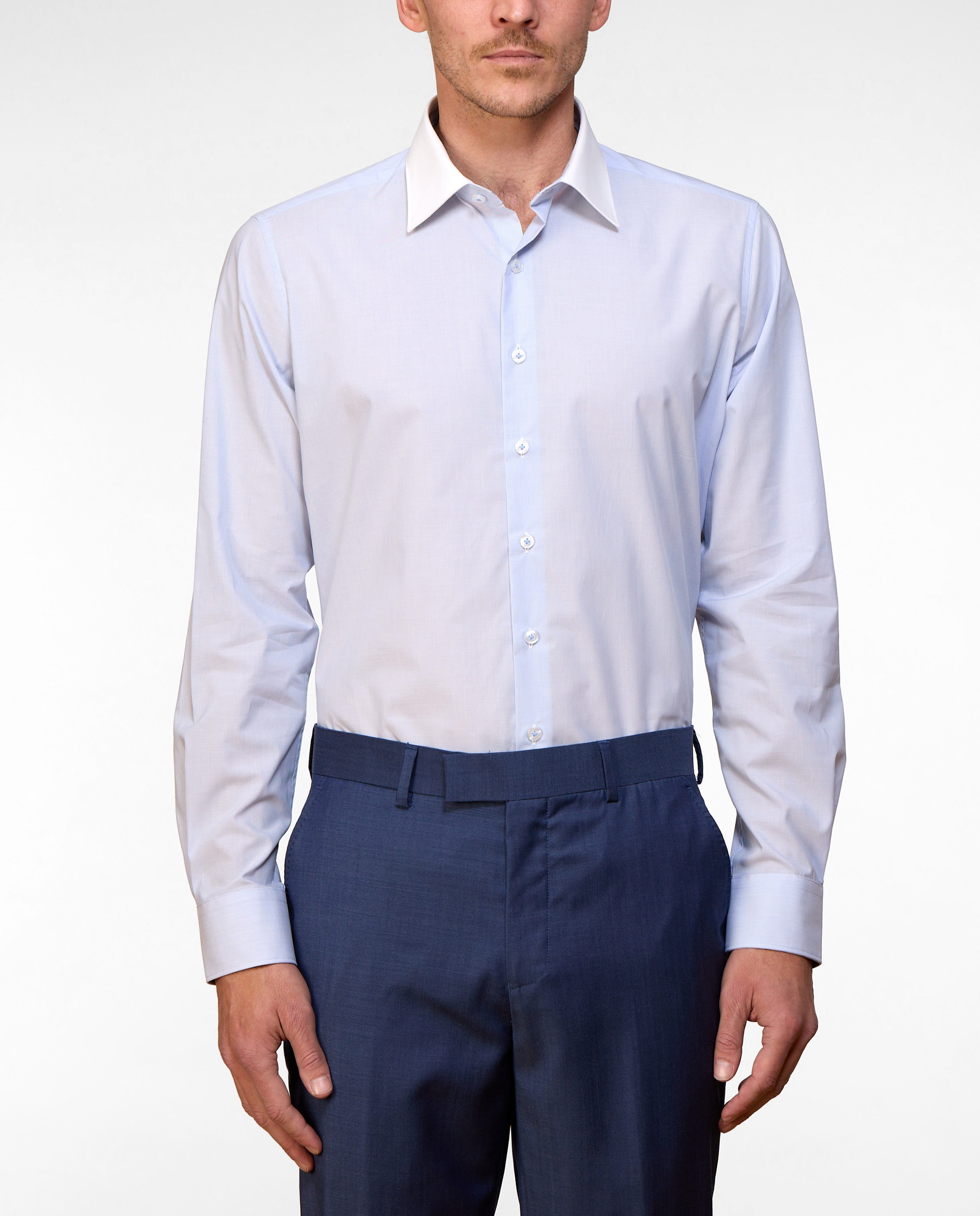 SANTANYI STRETCH MICRO-STRIPE SLIM FIT SHIRT