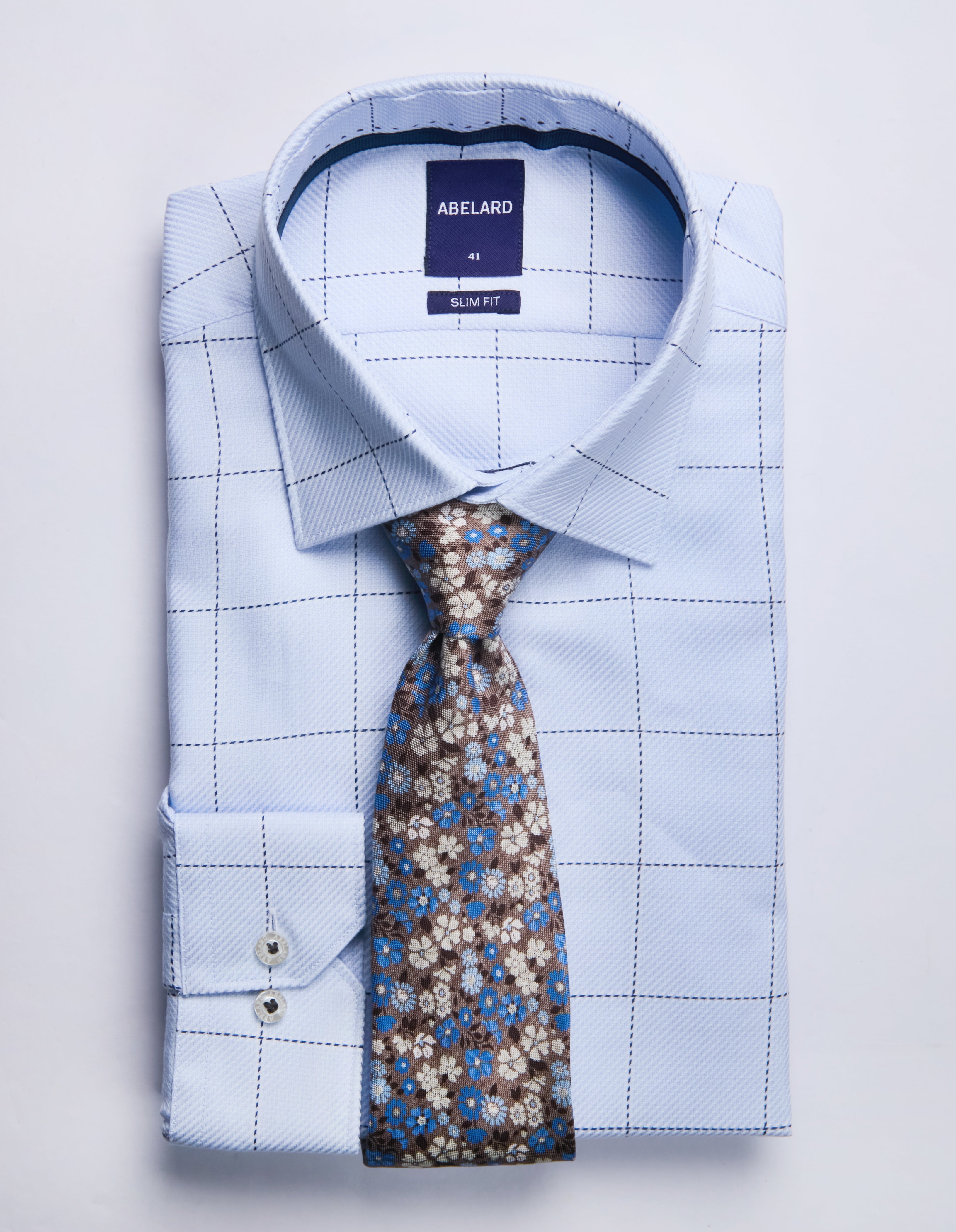 GRAND TWILL GLOSSY CHECK SLIM FIT SHIRT