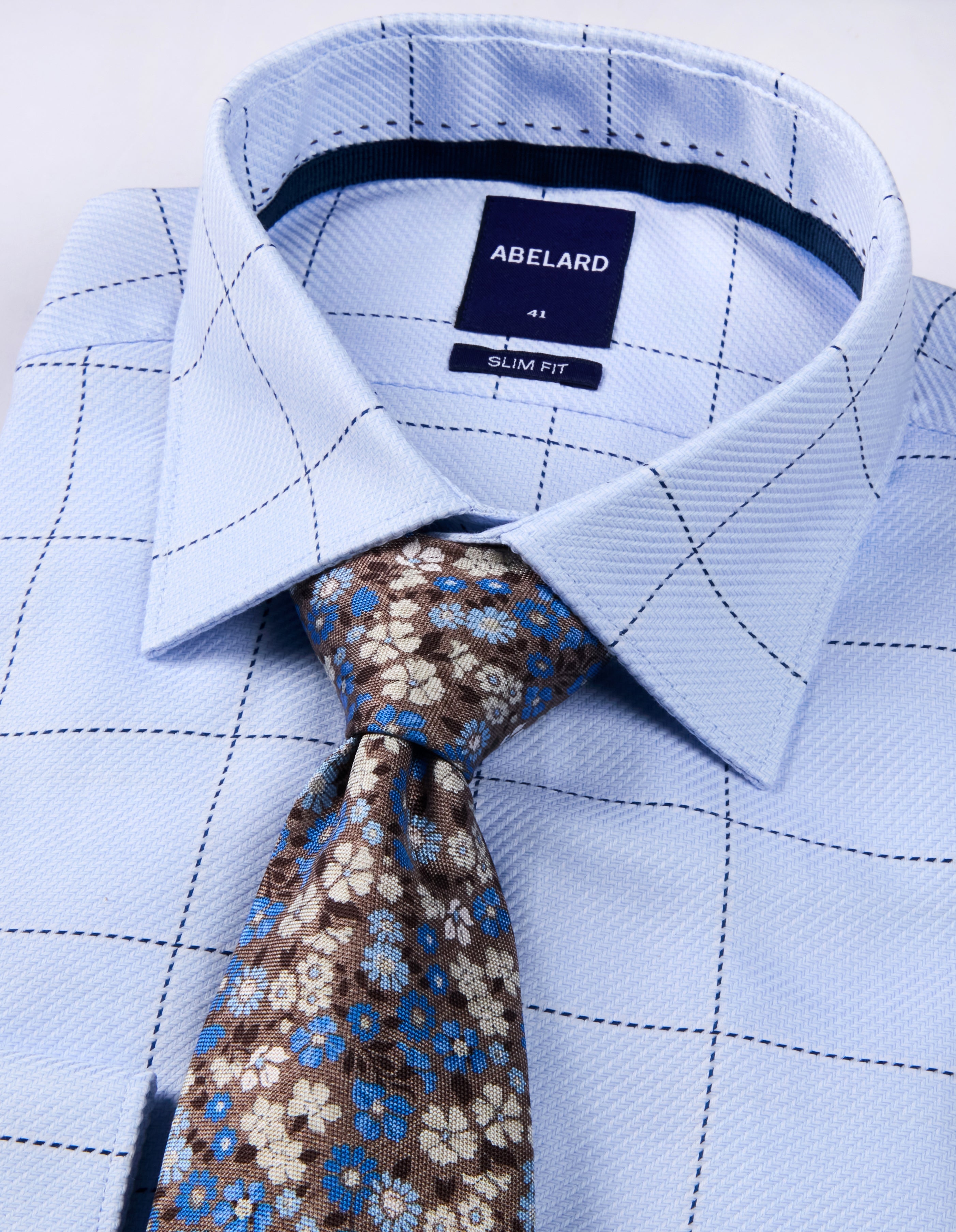 GRAND TWILL GLOSSY CHECK SLIM FIT SHIRT