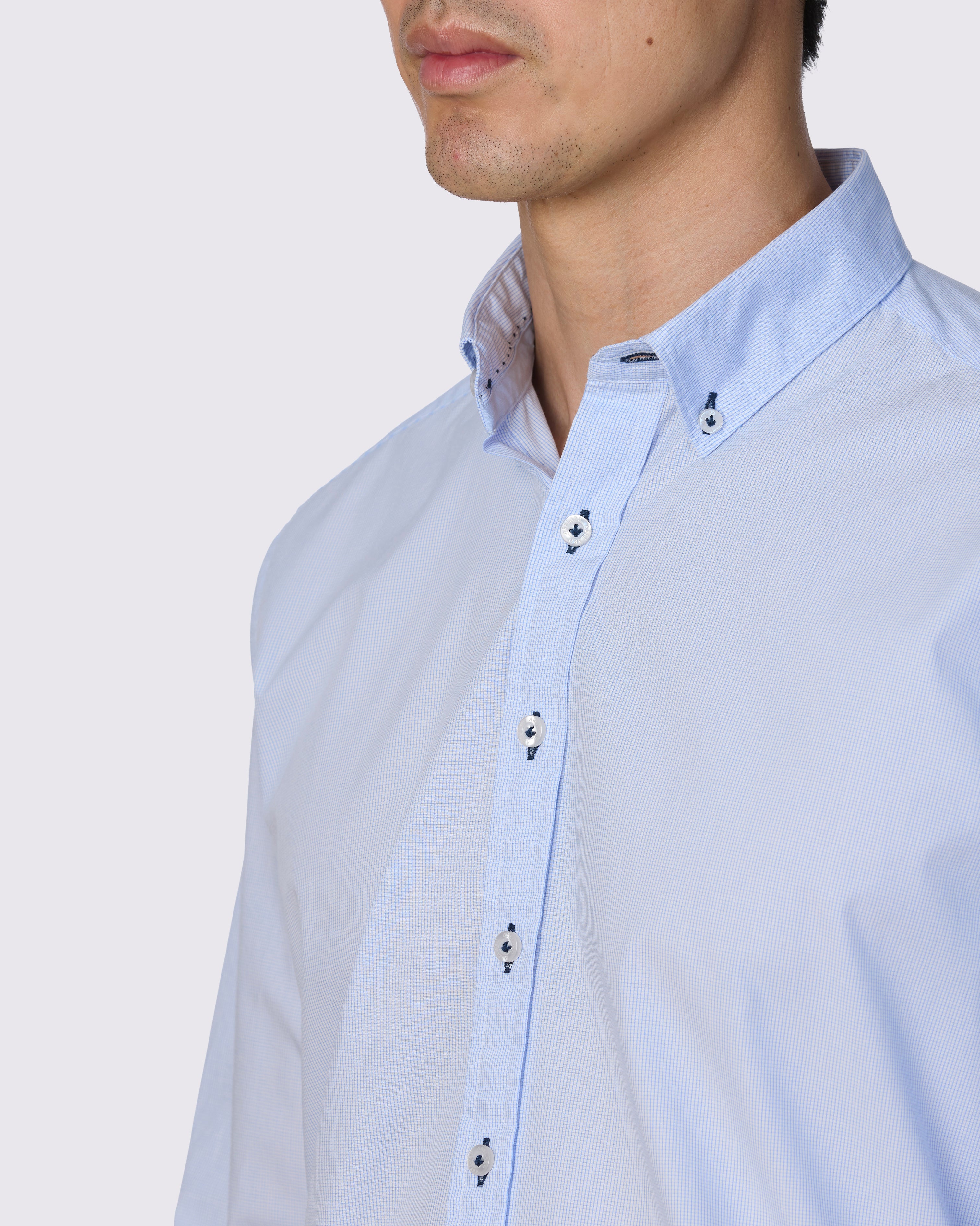 MIGJORN MICRO CHECK WASHED SLIM FIT SHIRT