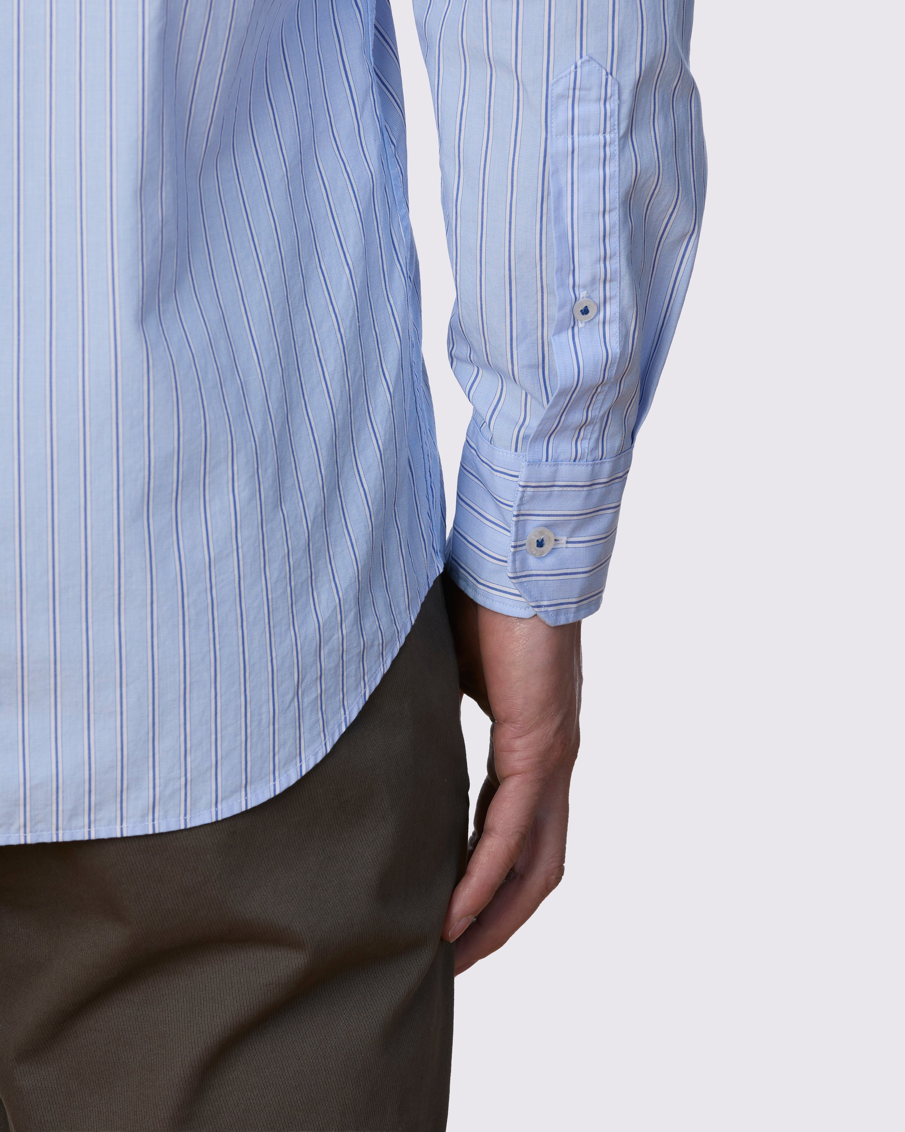 SES ILELETES STRIPE WASHED SLIM FIT SHIRT