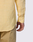 Piatto II Pure Linen Slim Fit Shirt - Yellow - Back View