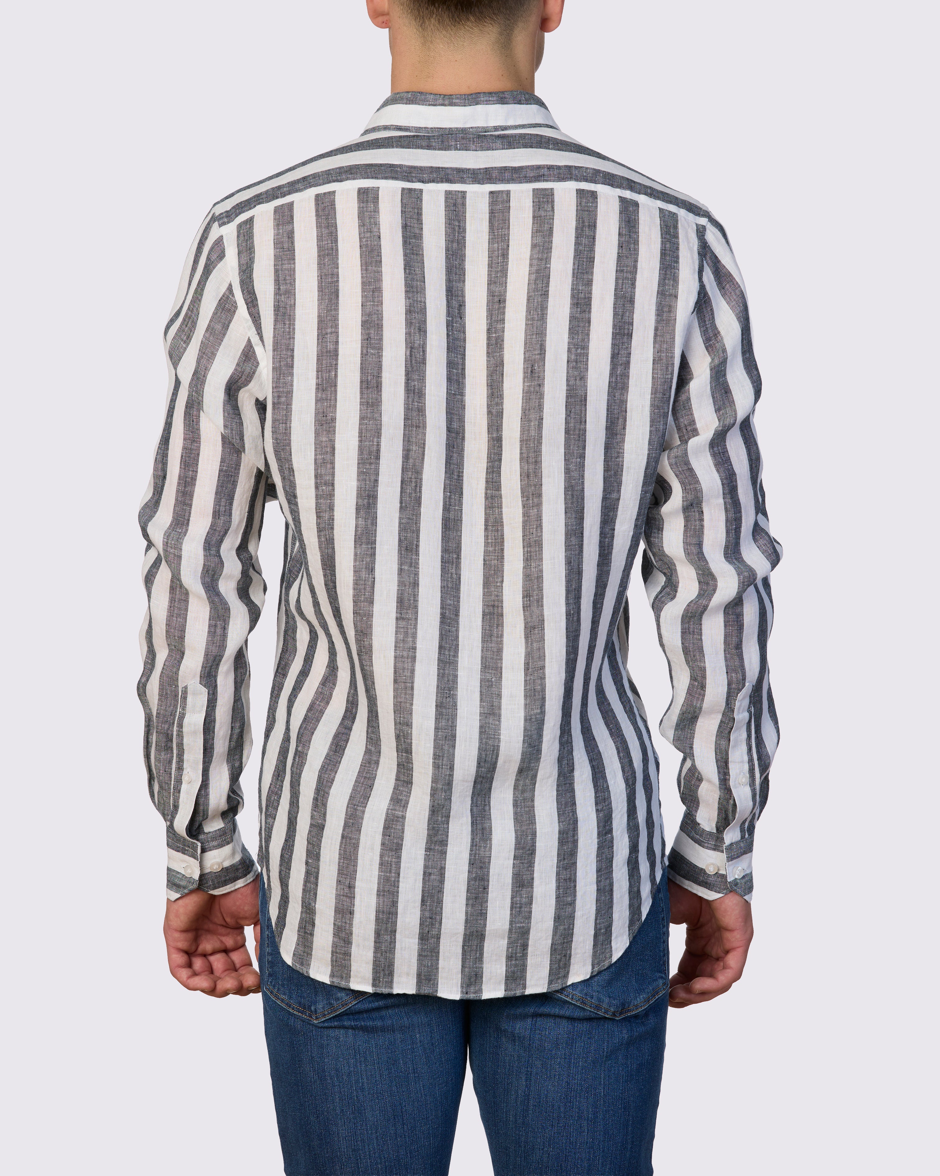 INCH LINEN STRIPE SLIM FIT SHIRT