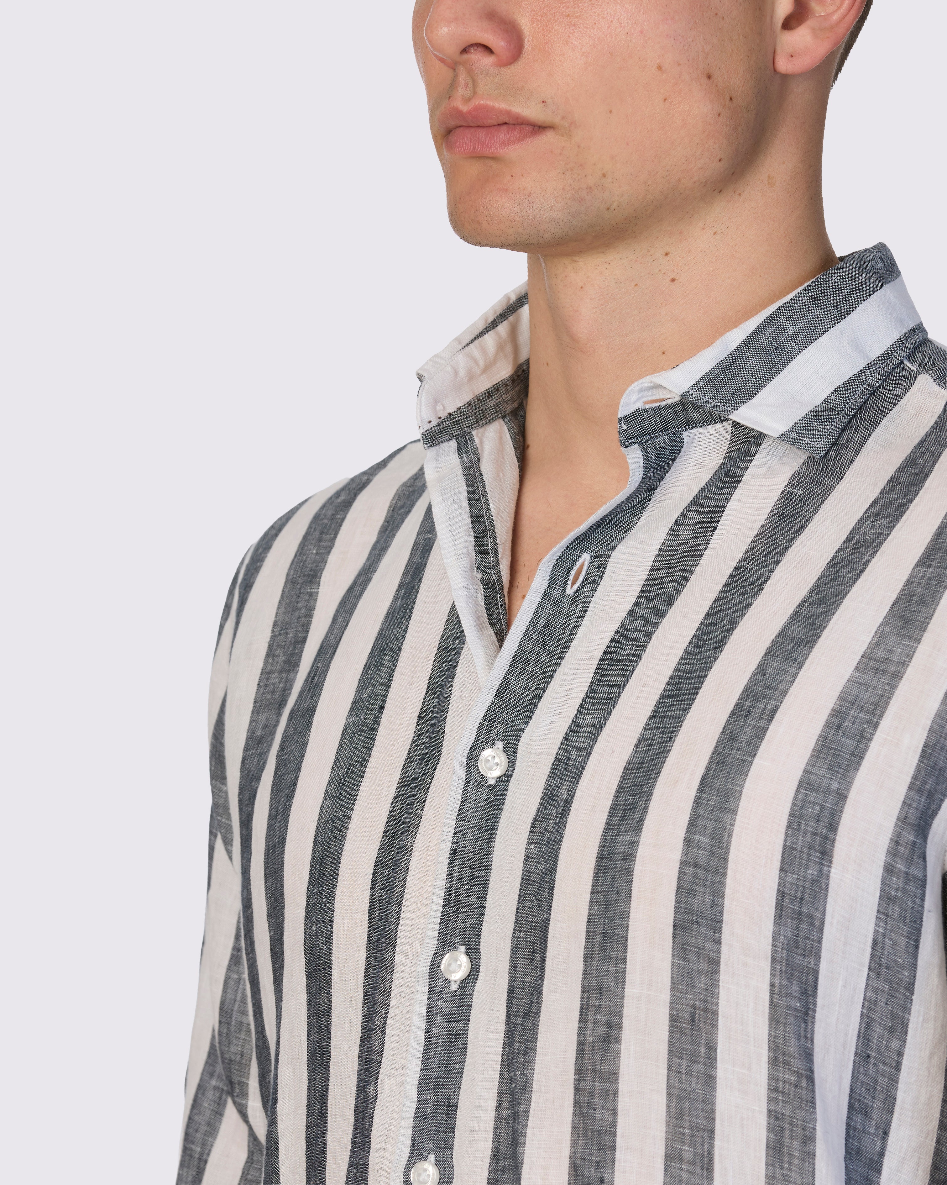 INCH LINEN STRIPE SLIM FIT SHIRT