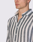 INCH LINEN STRIPE SLIM FIT SHIRT