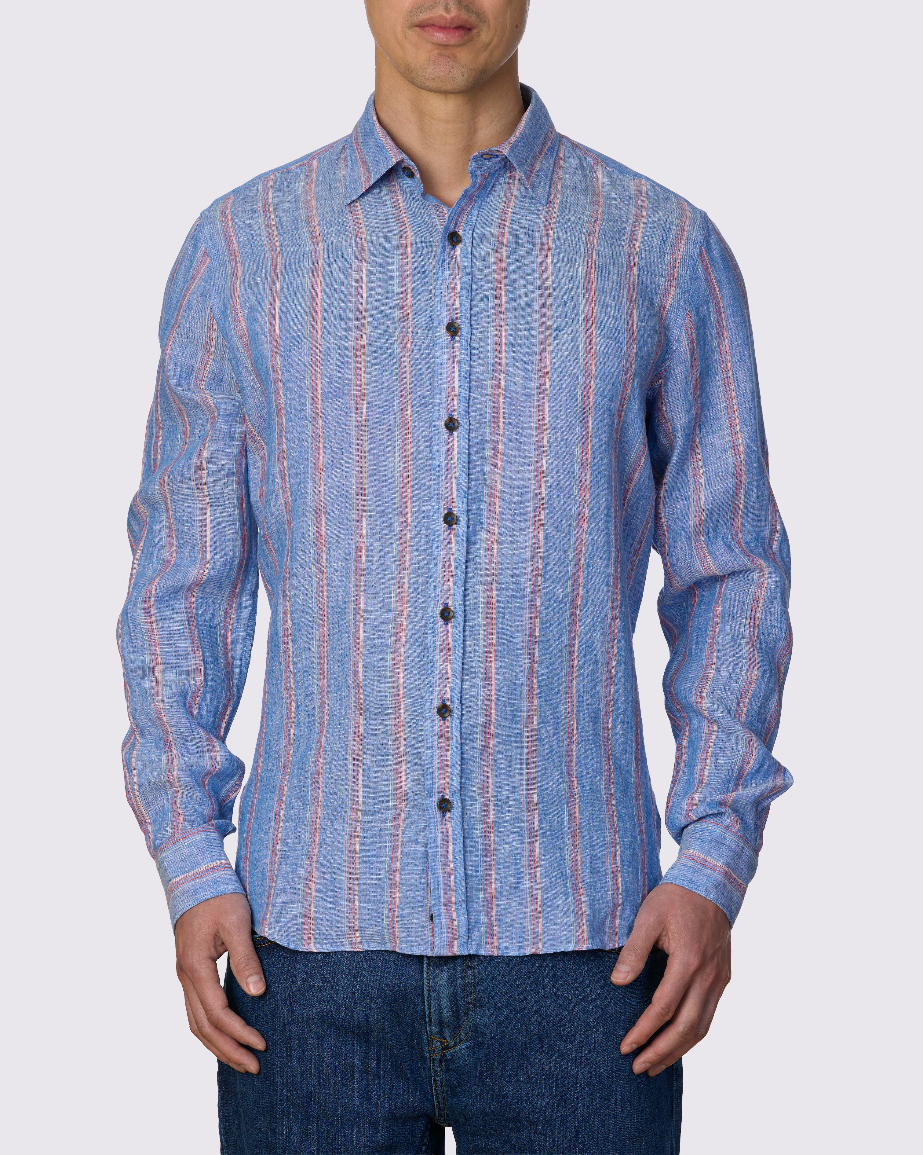 STRIE' PURE LINEN SLIM FIT SHIRT