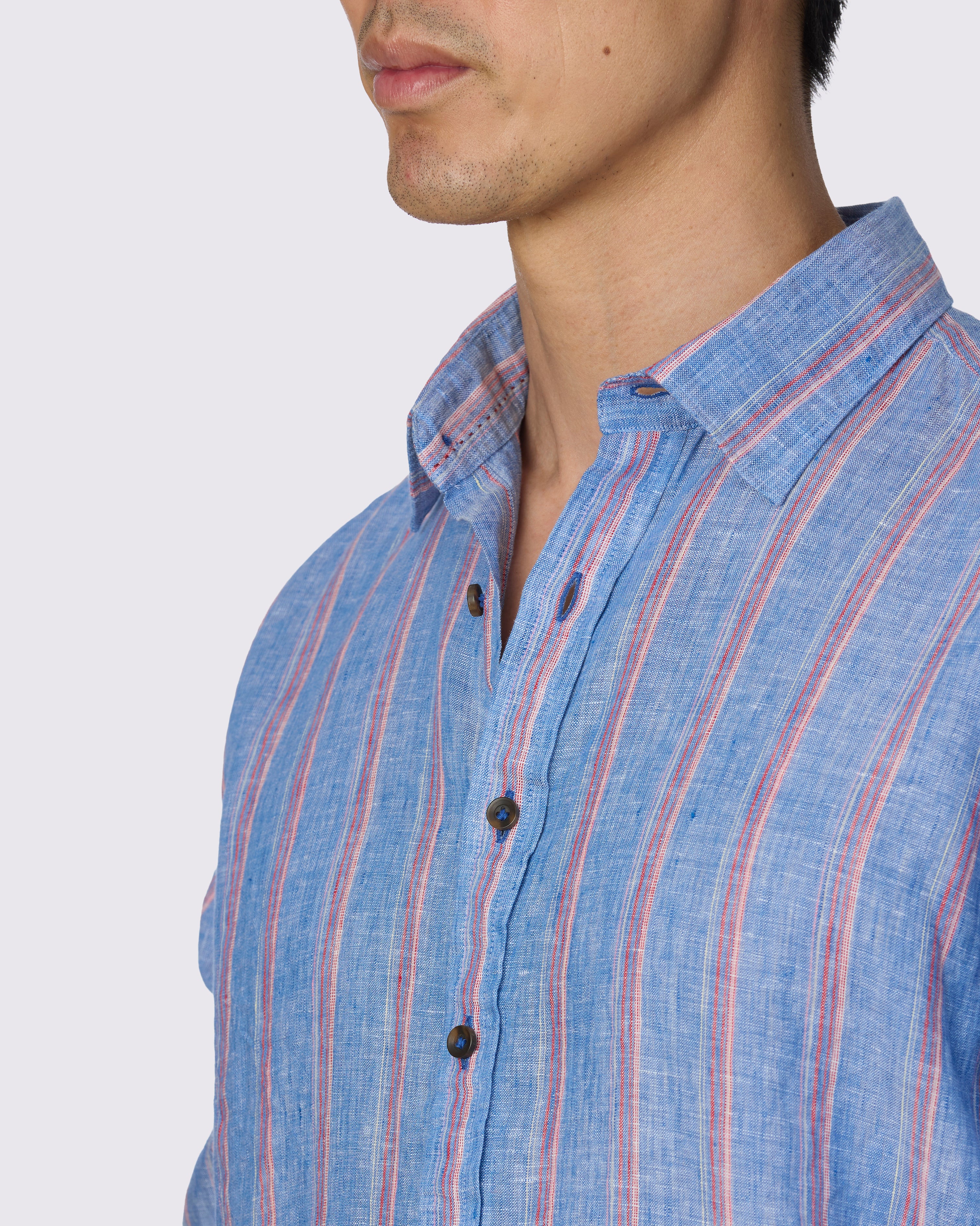 STRIE' PURE LINEN SLIM FIT SHIRT