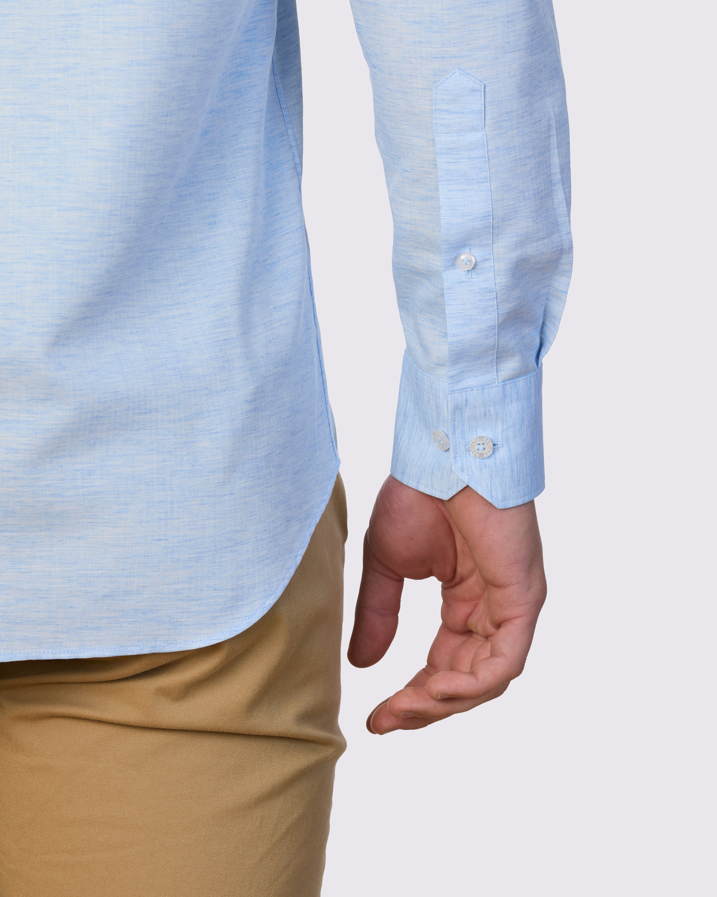 MELANGE MINNOWBONE LINEN BLEND SLIM FIT SHIRT