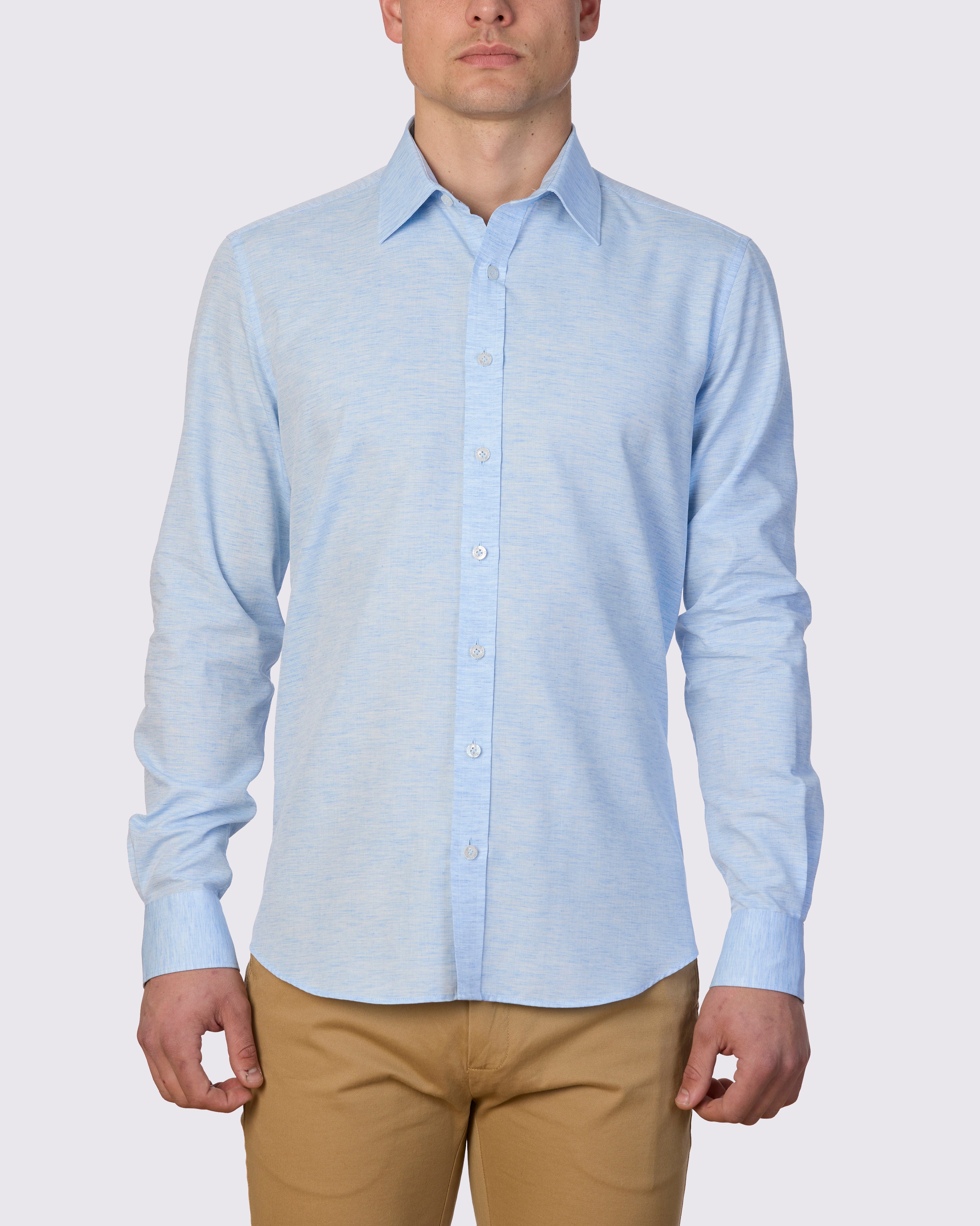 MELANGE MINNOWBONE LINEN BLEND SLIM FIT SHIRT