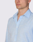 MELANGE MINNOWBONE LINEN BLEND SLIM FIT SHIRT